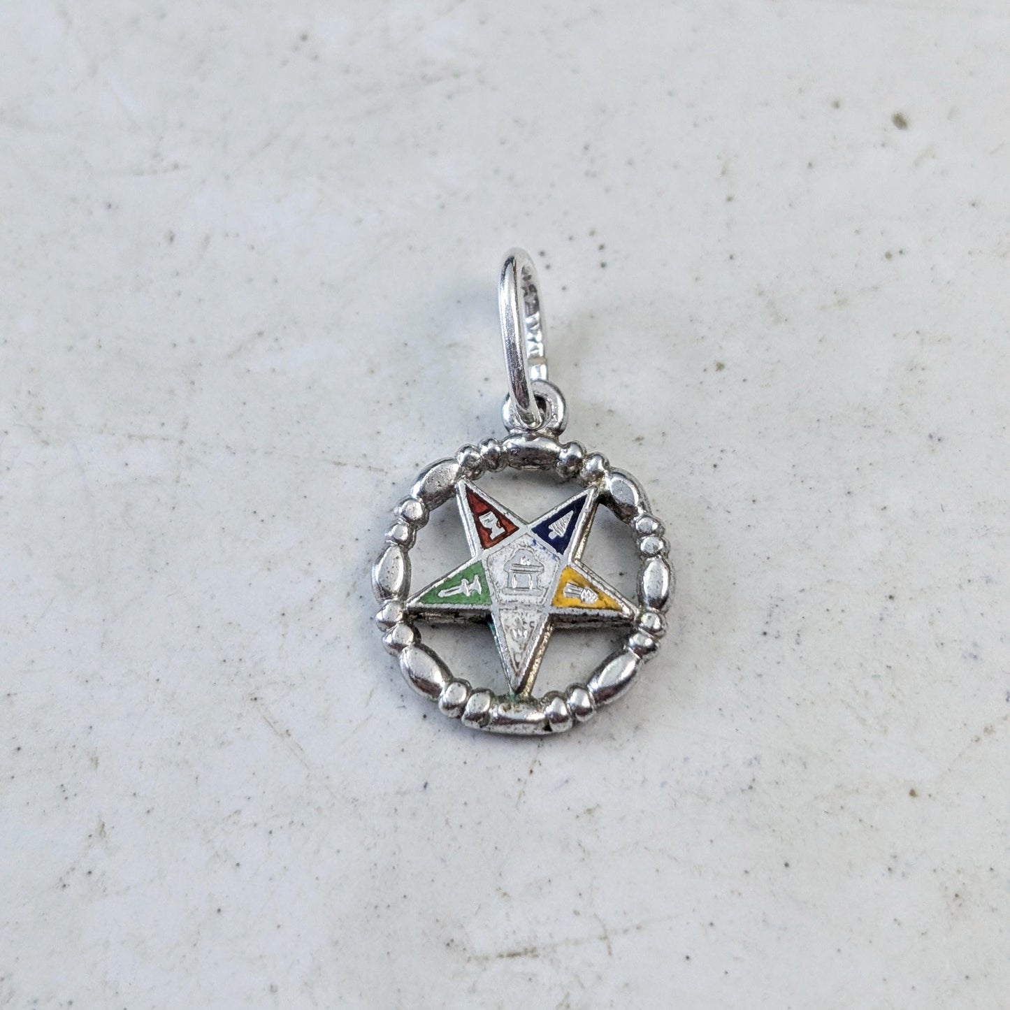 Vintage Sterling Silver Order of the Eastern Star Ring and Pendant Set