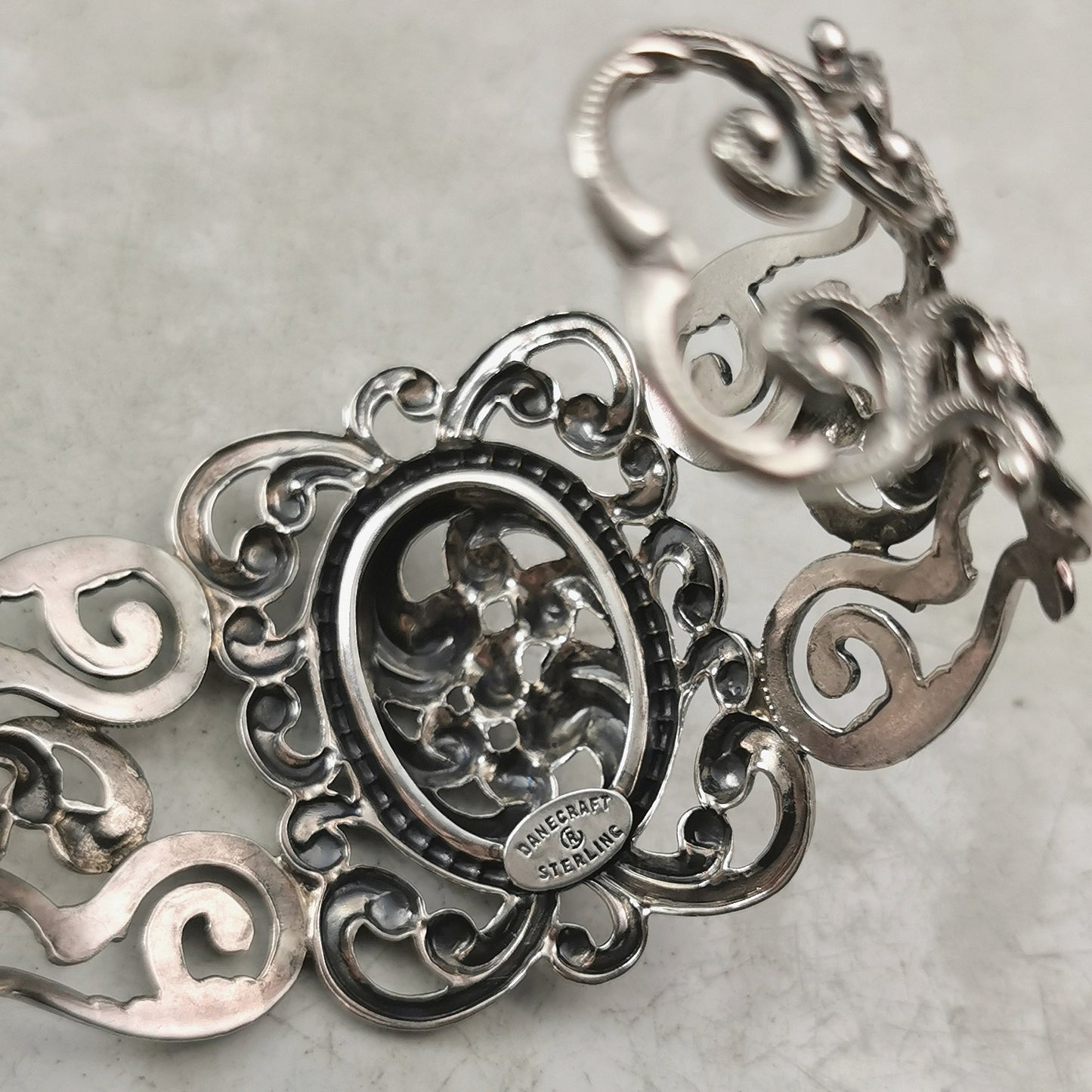 Vintage Danecraft Sterling Silver Filigree Cuff