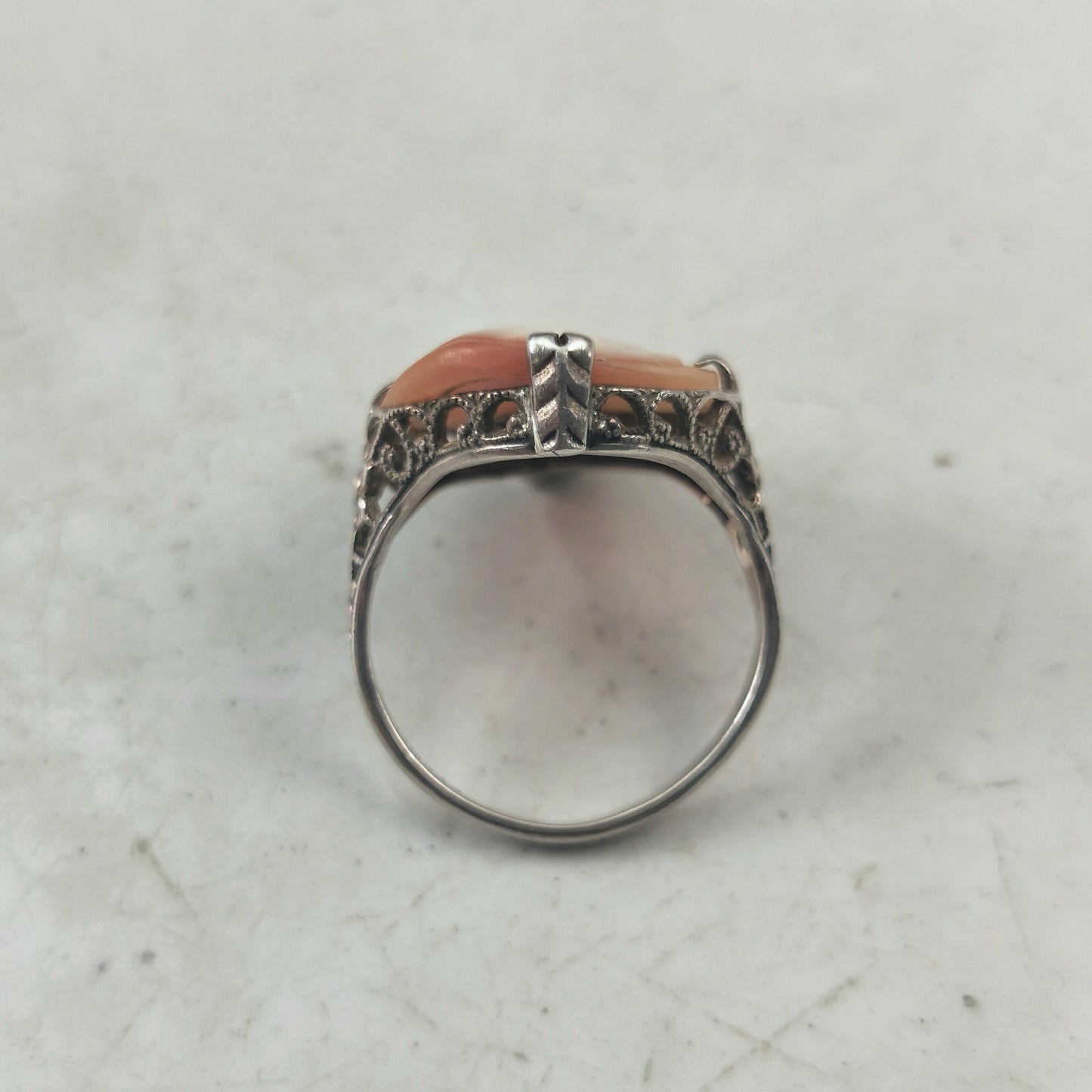 Art Deco Sterling Silver and Carved Cameo Ring