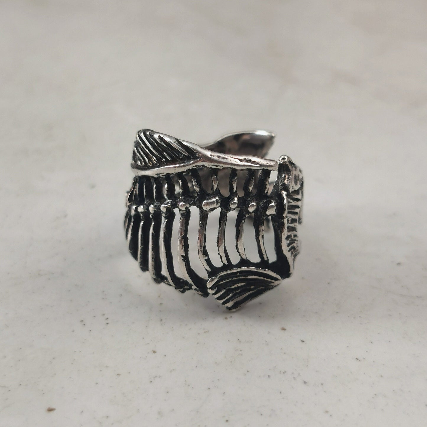 Vintage Sterling Silver Fish Skeleton Ring