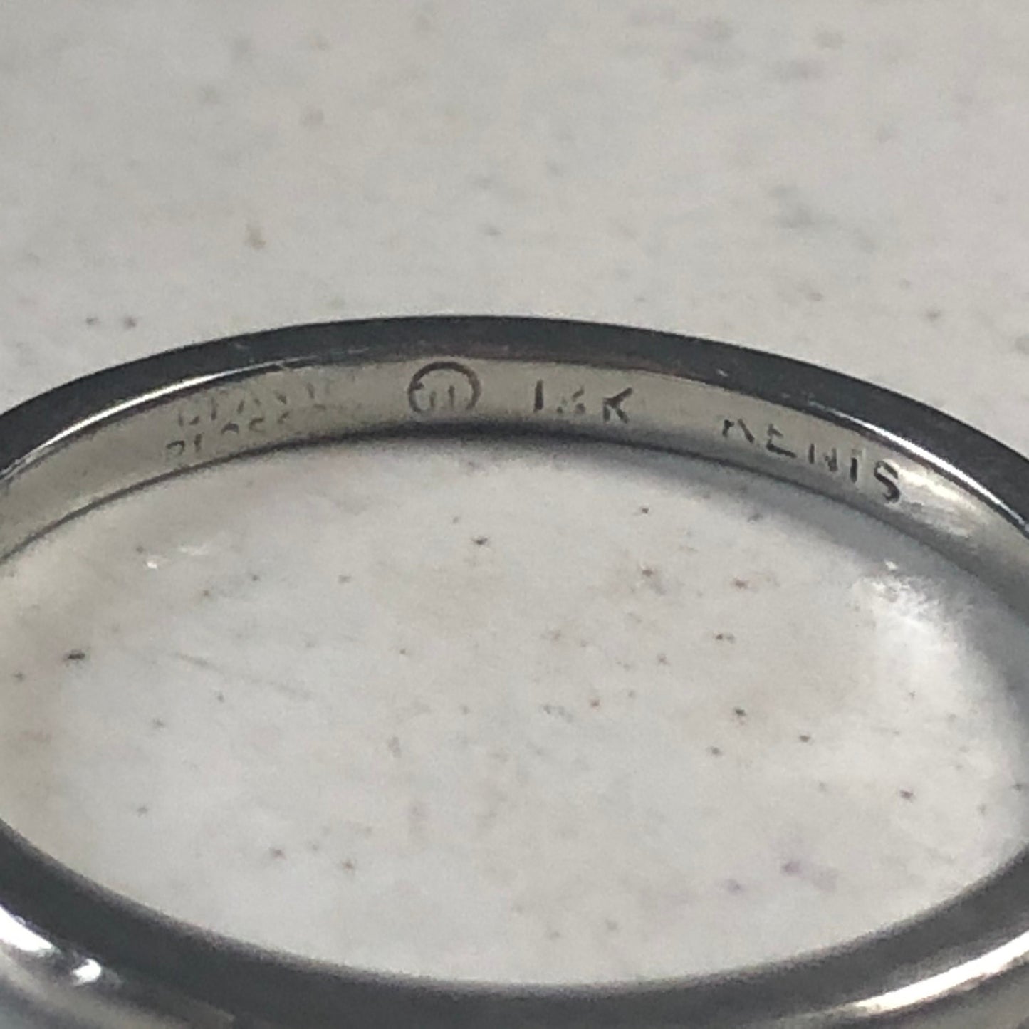 Art Deco 18k White Gold Engraved Orange Blossom Wedding Band