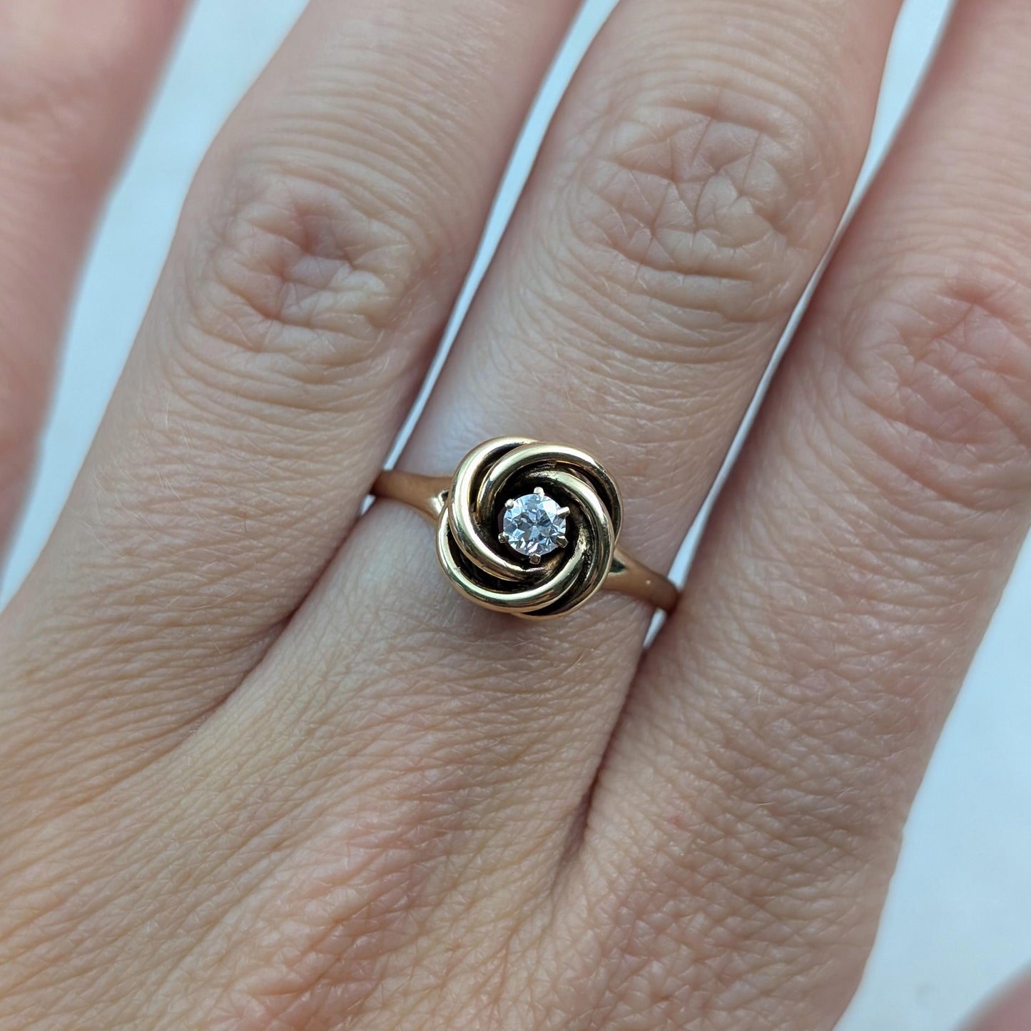 Victorian 10k 14k Old European Diamond Love Knot Ring