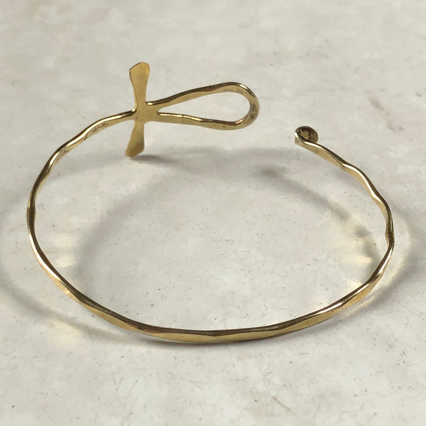 Vintage Sterling Silver Gold Vermeil Ankh Bangle Bracelet