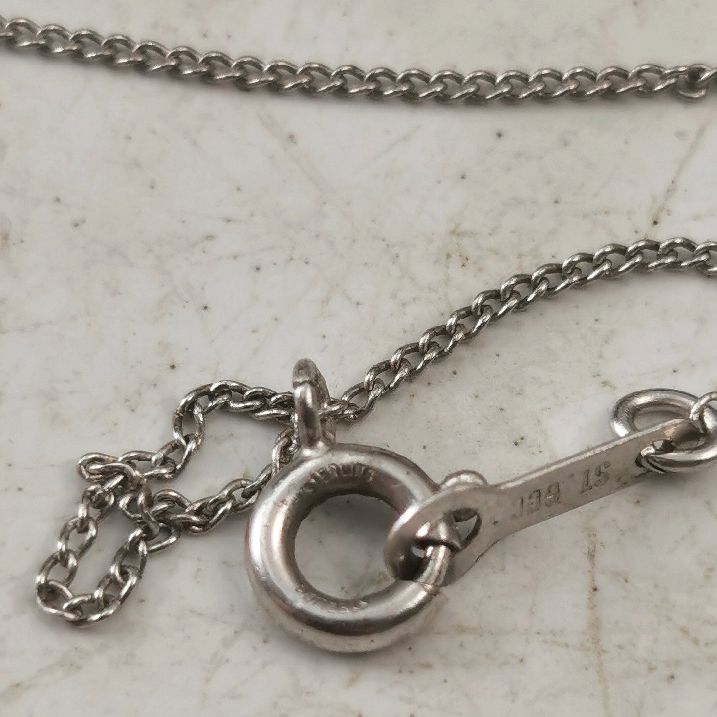 Vintage Art Deco Style Crystal Lozenge Pendant on Sterling Silver Chain