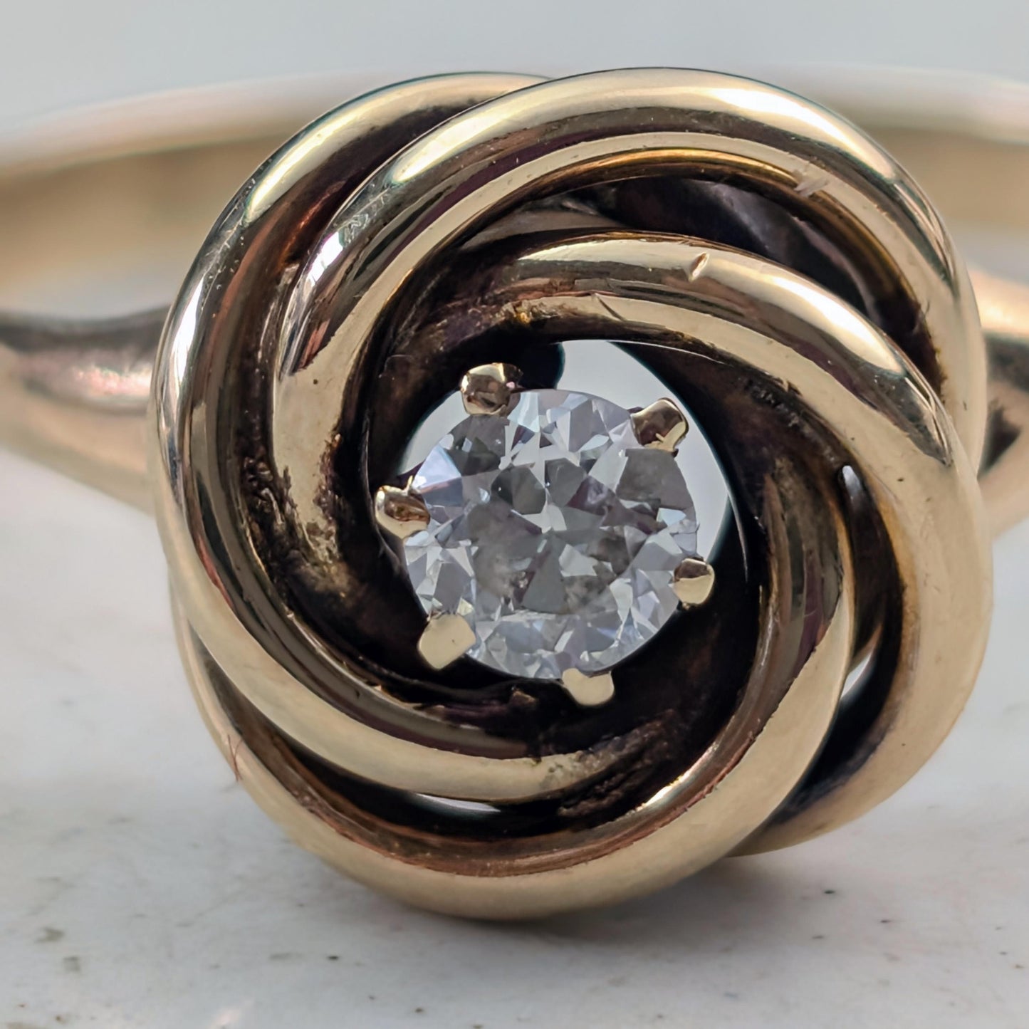 Victorian 10k 14k Old European Diamond Love Knot Ring