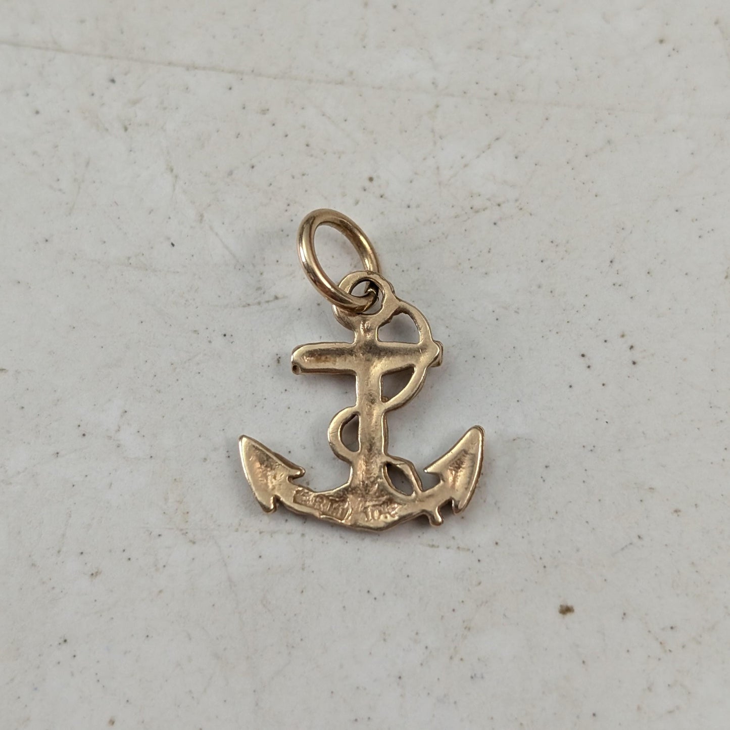 Estate 10k Yellow Gold Diamond Cut Anchor Pendant
