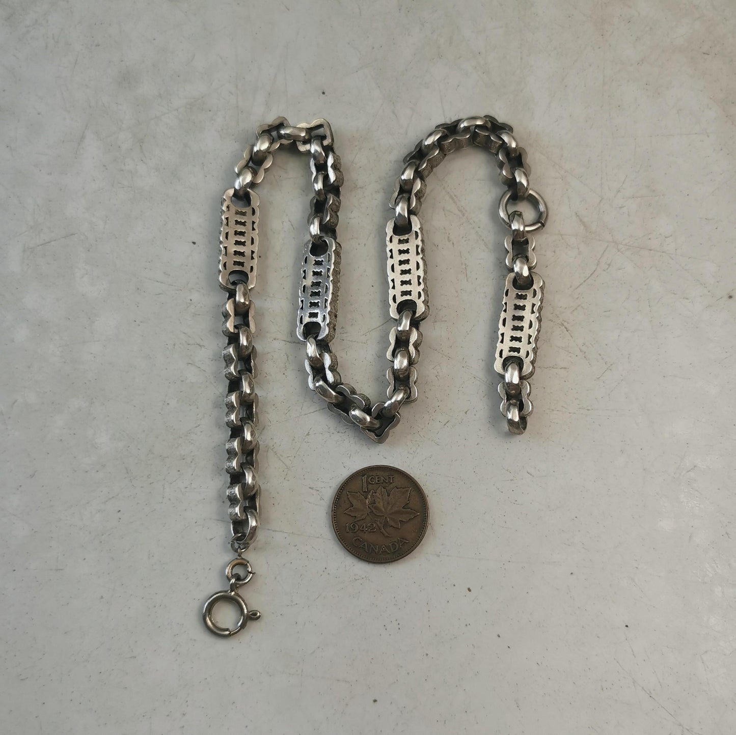 Victorian Sterling Silver Ornate Pocket Watch Chain - Choker or Repurpose