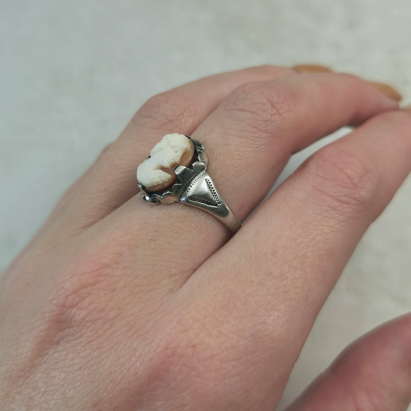 Vintage Sterling Silver Cameo Ring - Canadian Silver