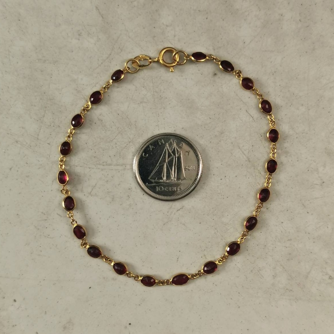 Estate 18k Yellow Gold Ruby Station Bracelet