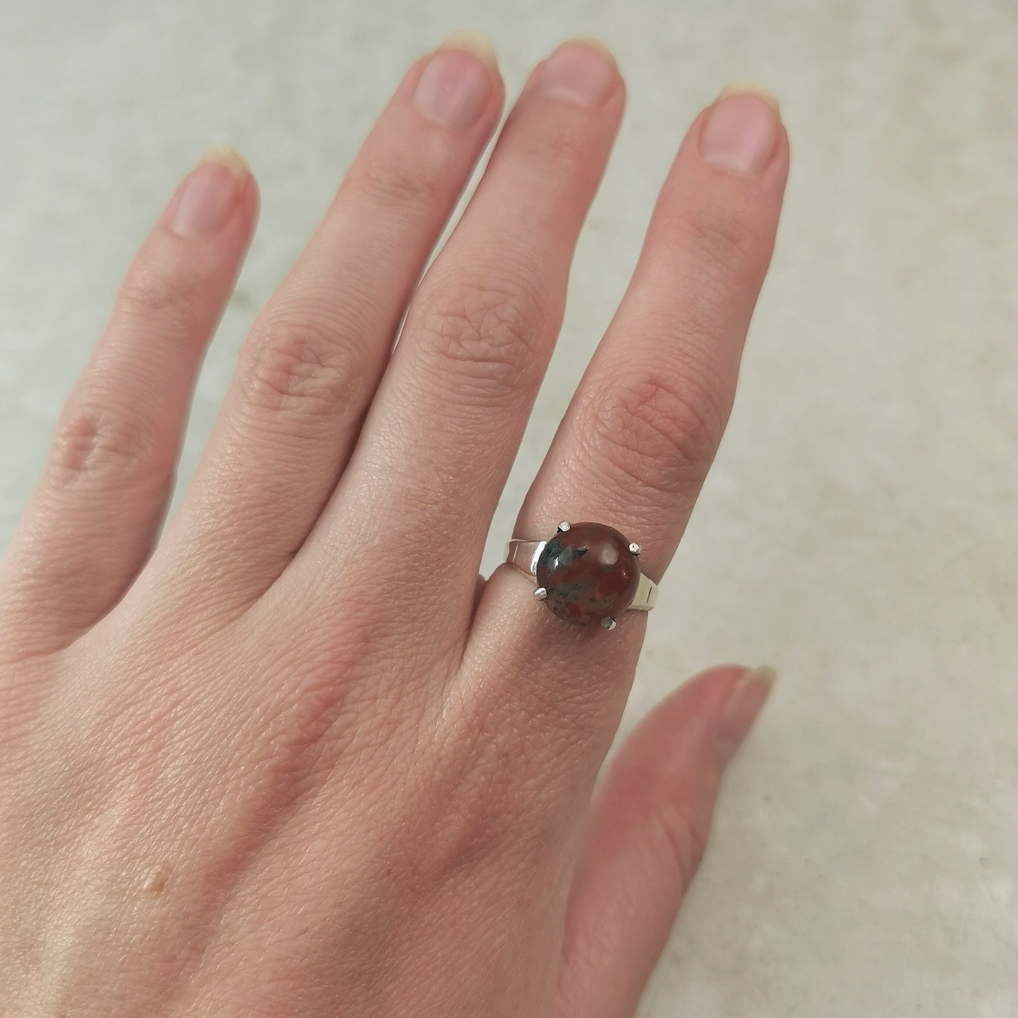Repurposed Sterling Silver and Moss Agate Ring - Conversion Piece