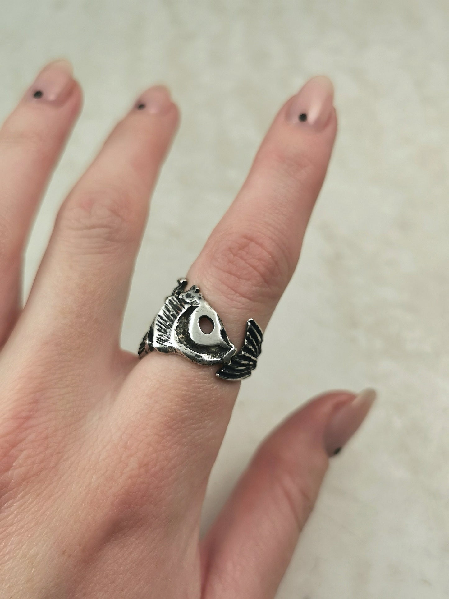 Vintage Sterling Silver Fish Skeleton Ring