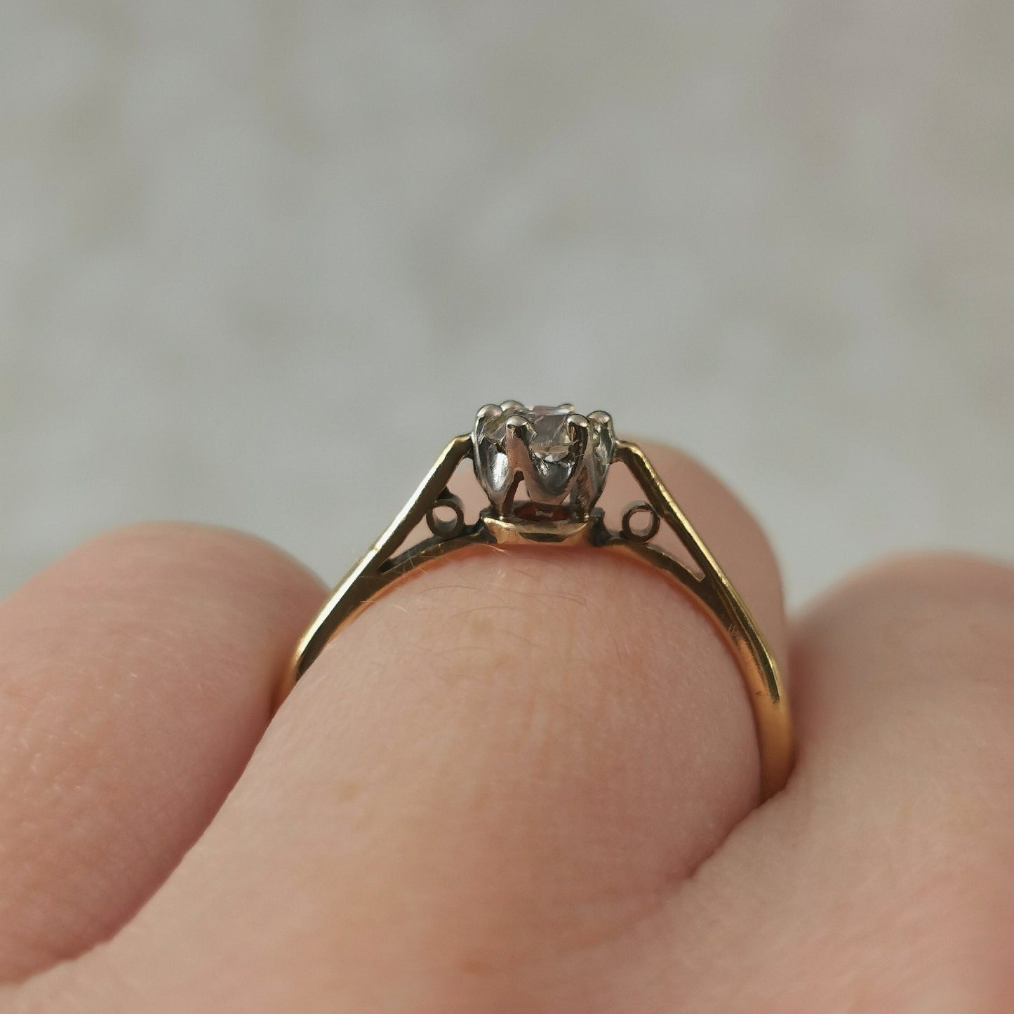 Vintage 18k and Platinum 0.32ct Old European Cut Diamond Engagement Ring