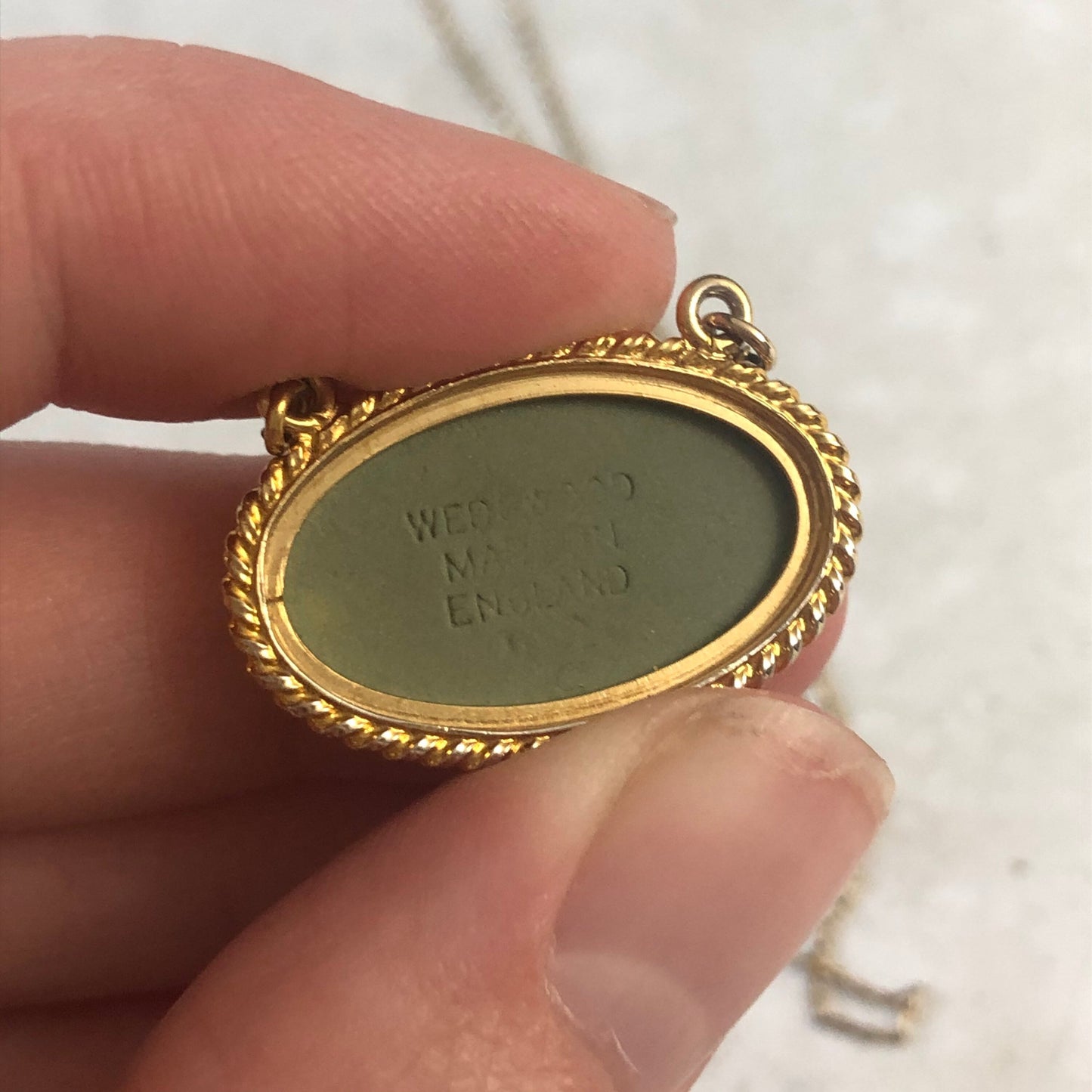 Vintage Gold Filled Wedgwood Necklace - Jasperware Cameo