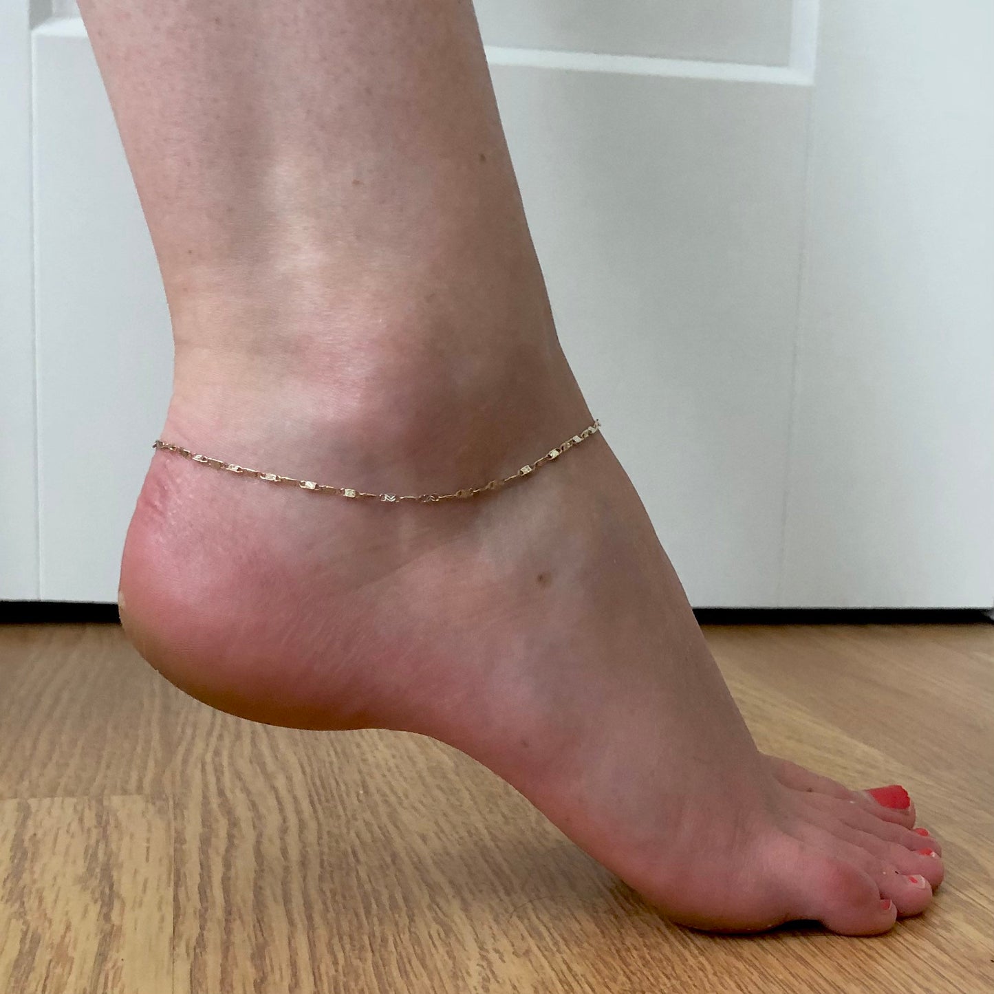 Estate 10k Two-Tone Fancy Valentino Link Anklet