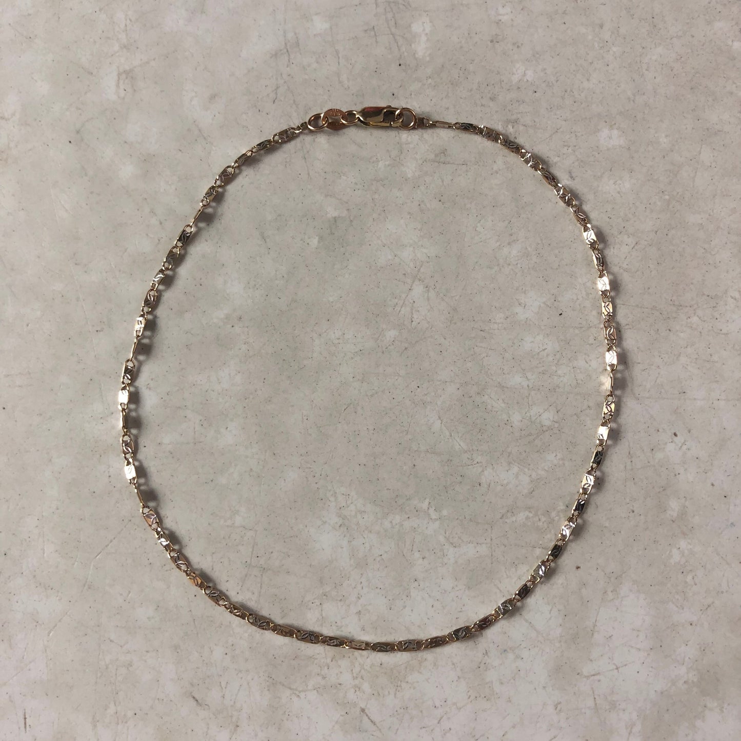 Estate 10k Two-Tone Fancy Valentino Link Anklet
