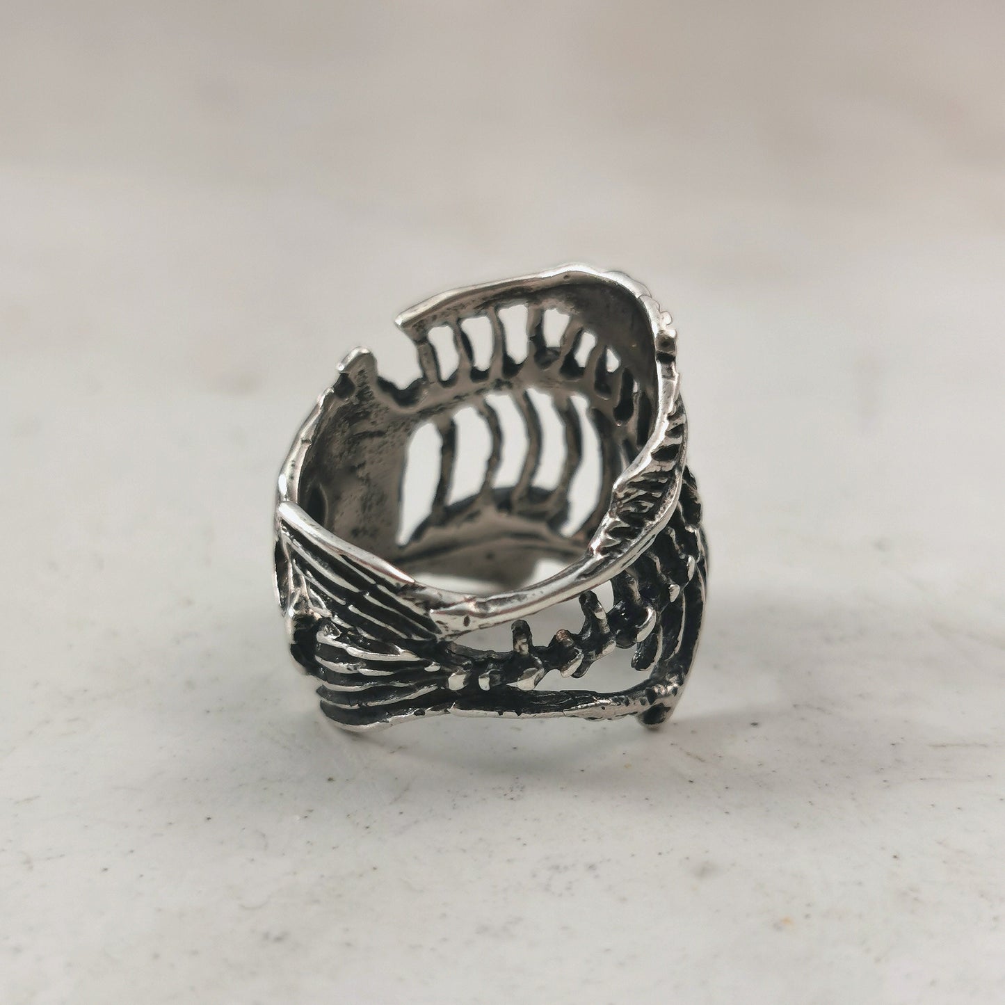 Vintage Sterling Silver Fish Skeleton Ring