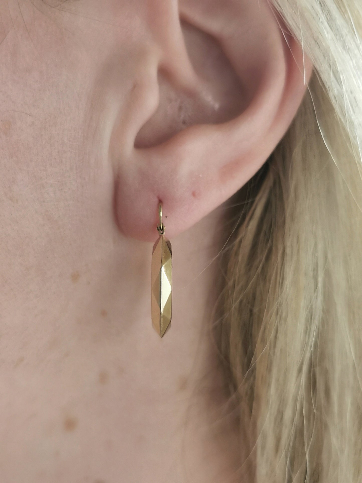 Vintage 10k Yellow Gold Faceted Hoop Earrings