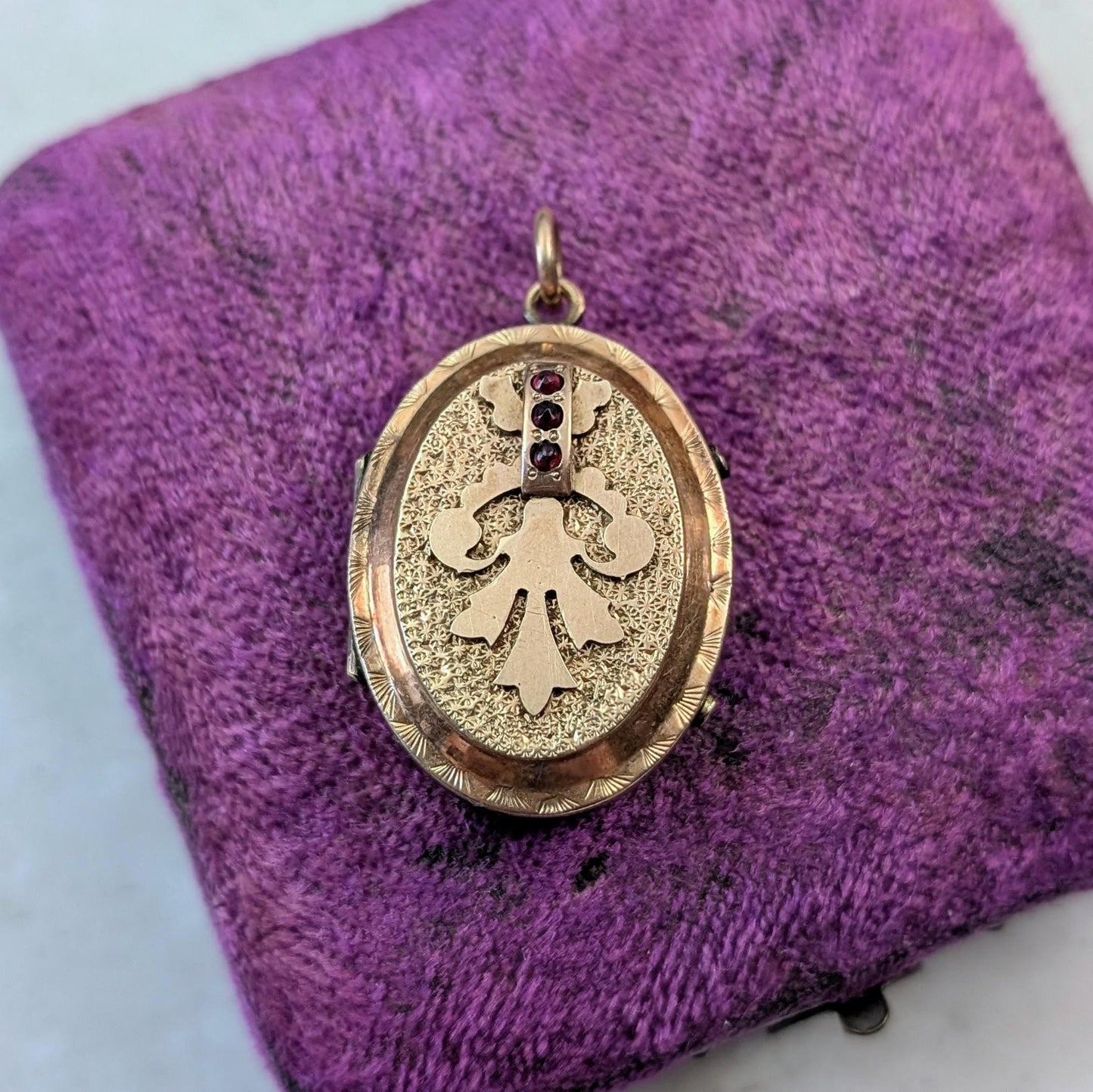 Victorian Gold Filled Bohemian Garnet Large Picture Locket