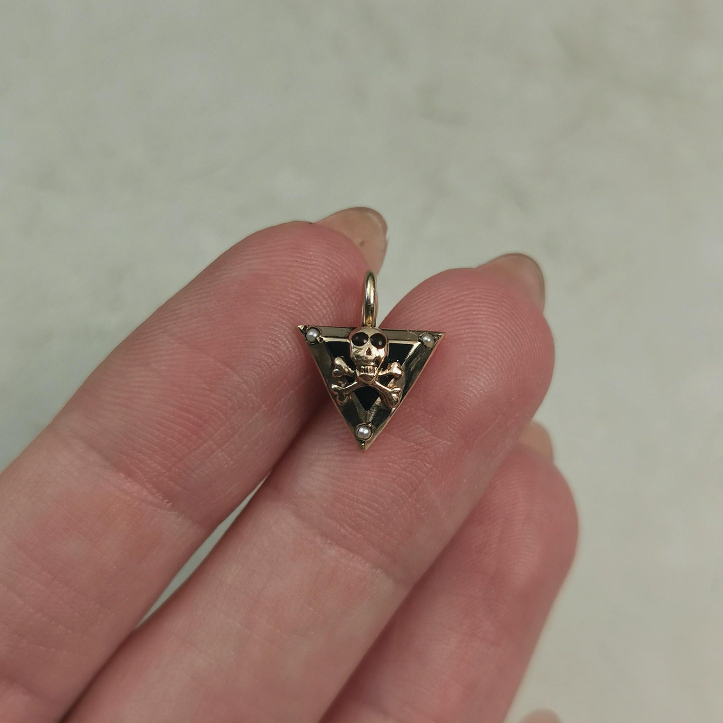 Repurposed Vintage 10k Yellow Gold Skull and Crossbones Pendant