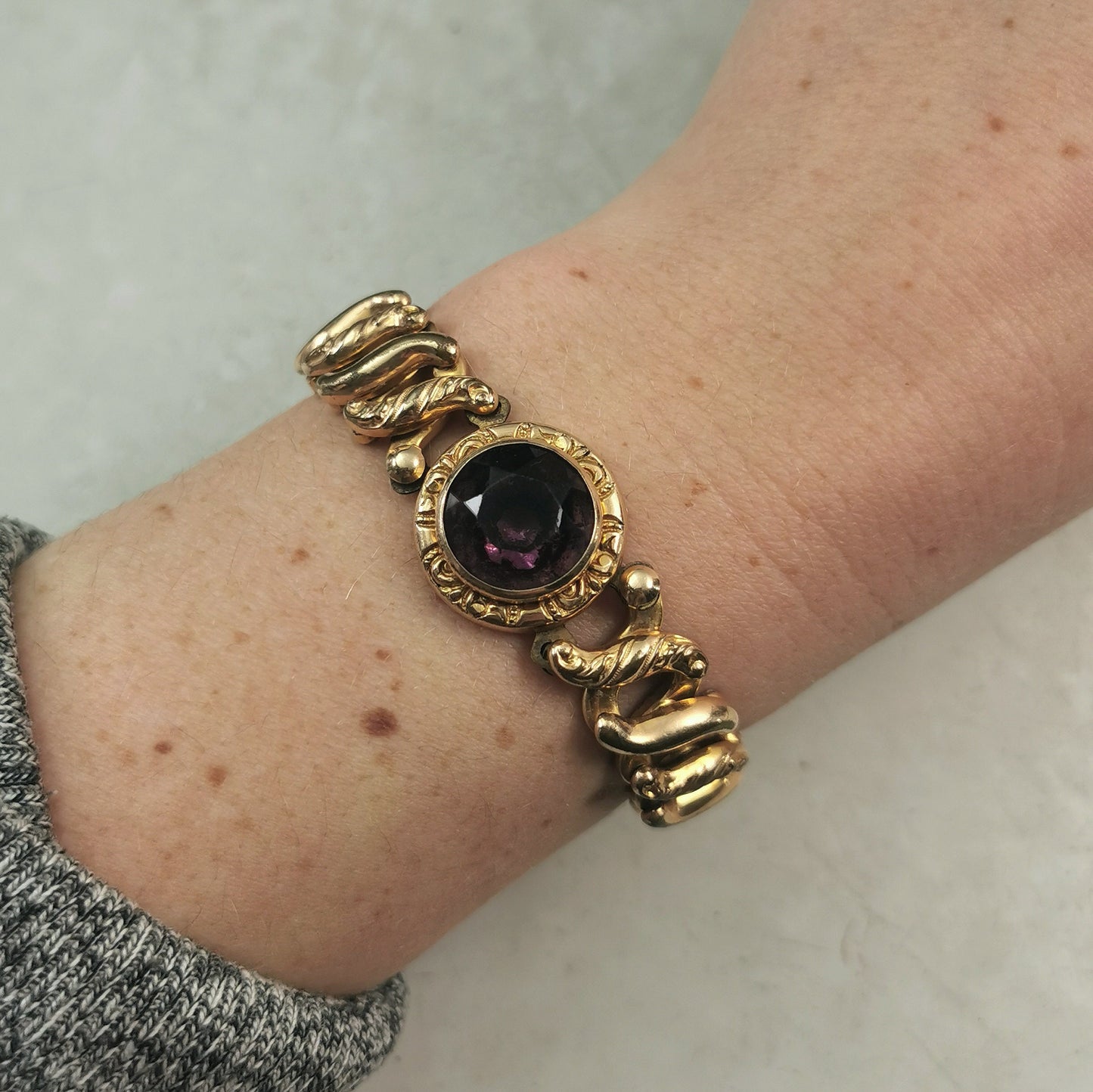 Antique Purple Paste Gold Filled Expansion Bracelet