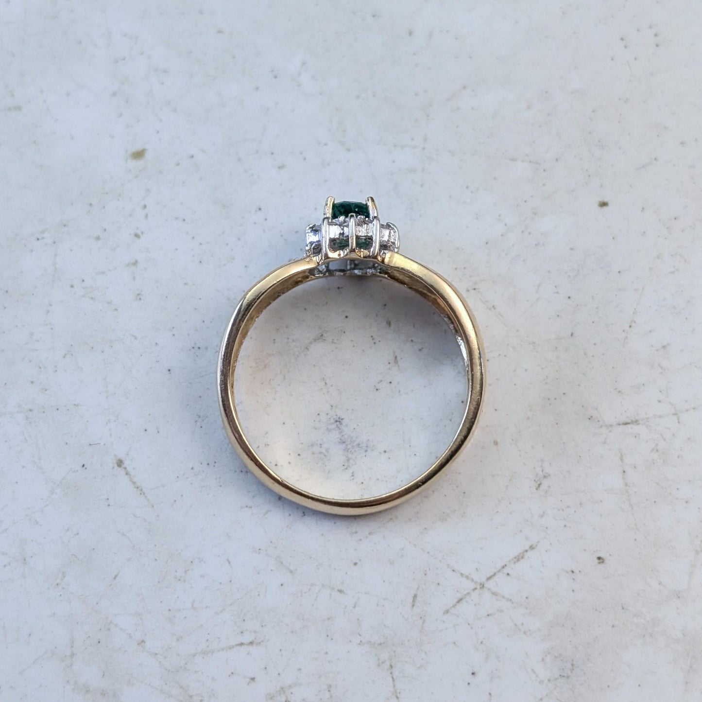 Estate 14k Emerald & Diamond Cluster Ring