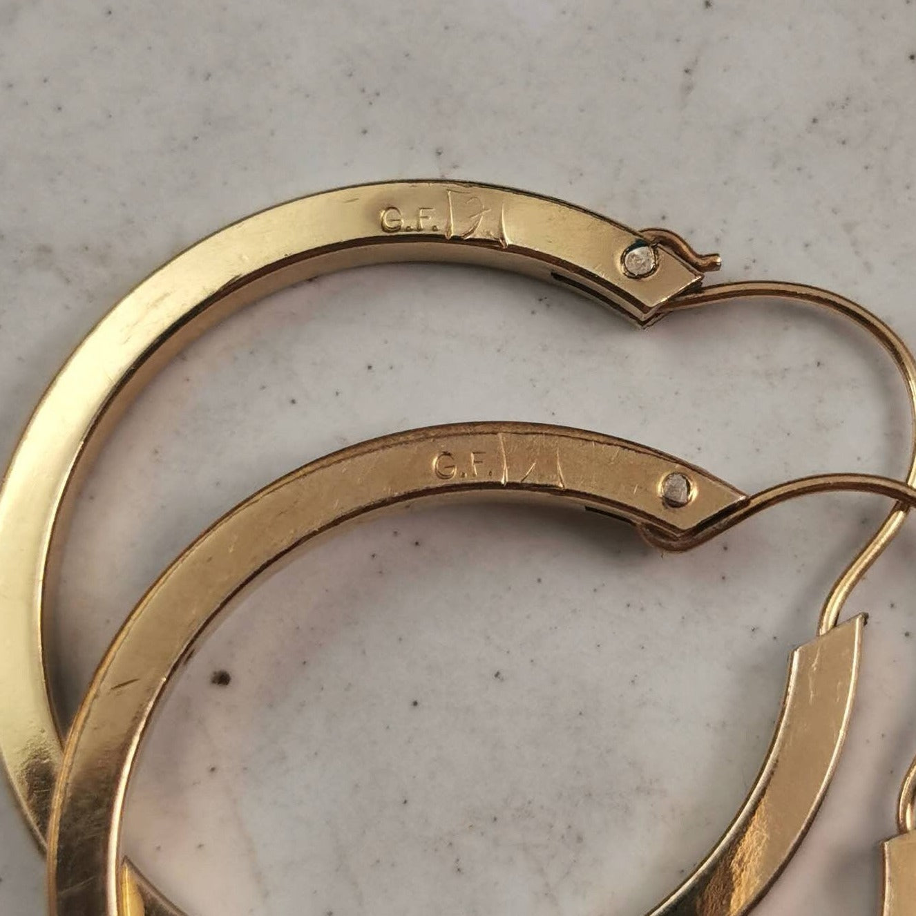 Vintage Forstner Gold Filled Vintage 2 cm Square Tube Hoops