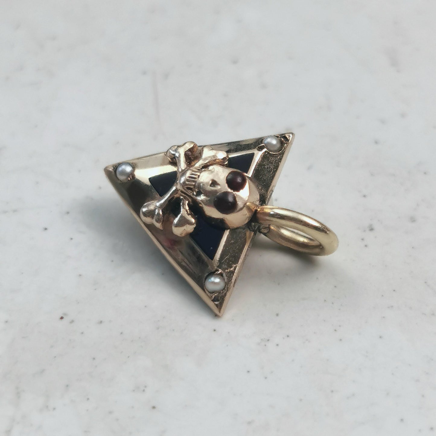 Repurposed Vintage 10k Yellow Gold Skull and Crossbones Pendant