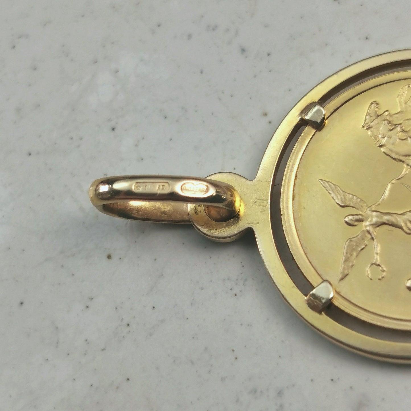 Estate 10k Yellow Gold Sagittarius UnoAerre Giampaoli Zodiac Coin Pendant