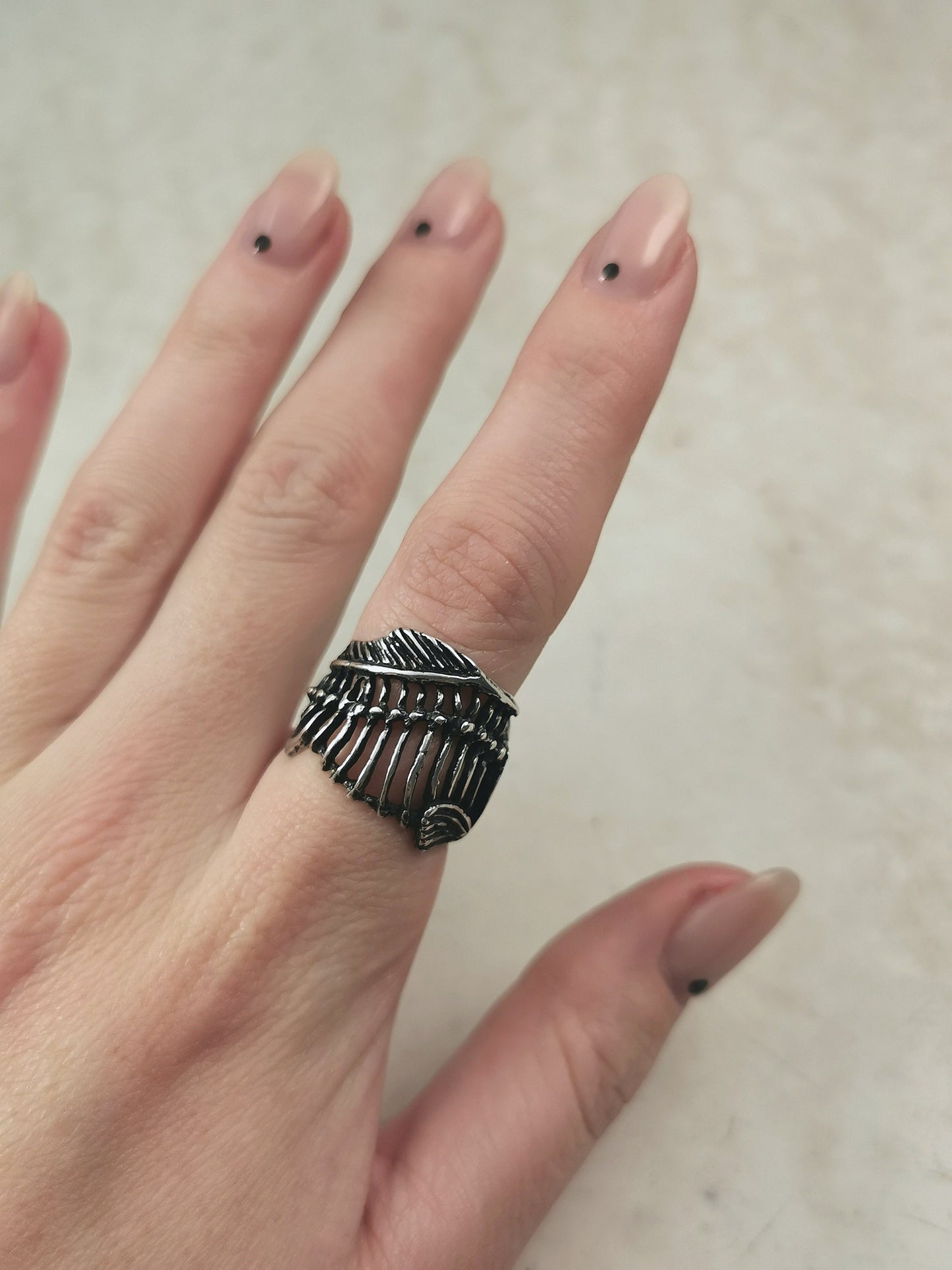 Vintage Sterling Silver Fish Skeleton Ring