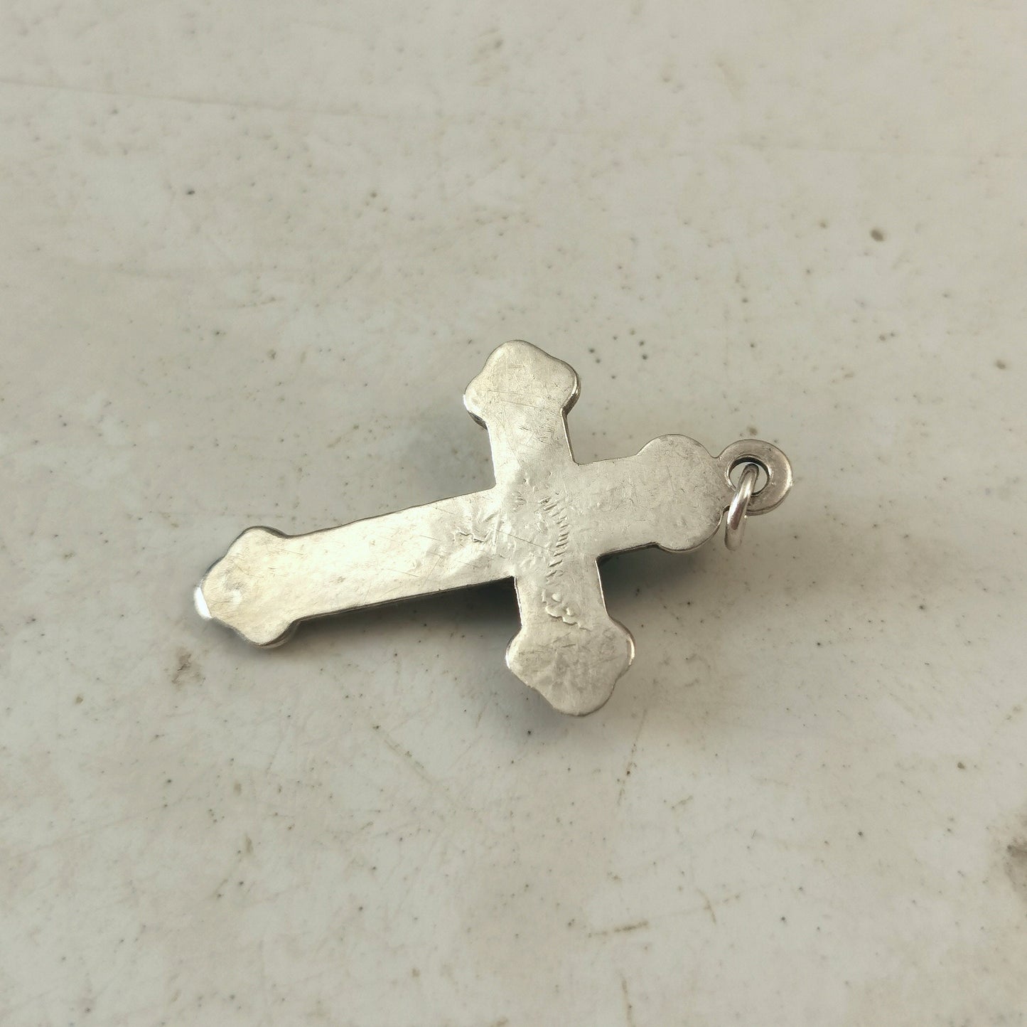 Vintage Navajo Patterned Silver and Turquoise Medium Cross Pendant