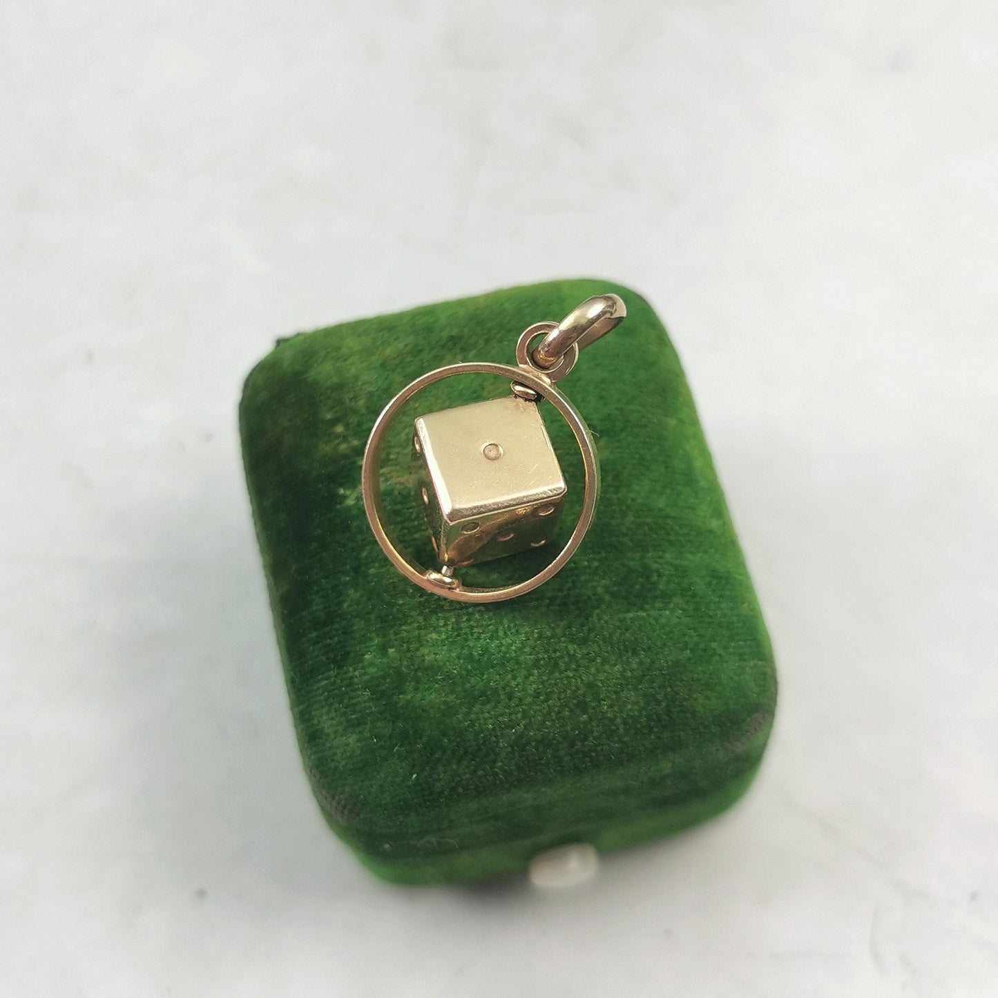 Vintage 10k Yellow Gold 3D Spinning Lucky Dice Charm