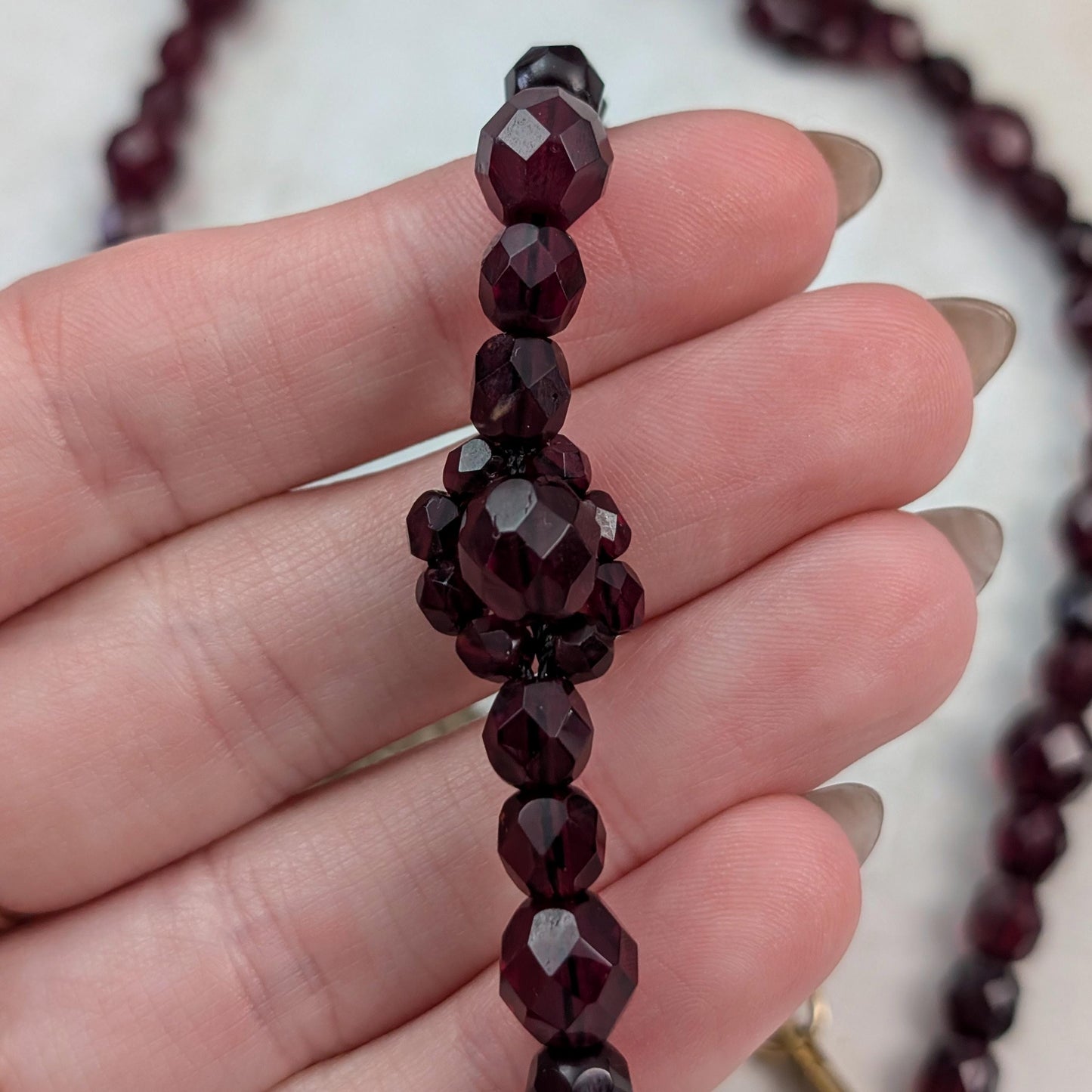 Vintage Miriam Haskell Ruby Faceted Glass Lariat Necklace