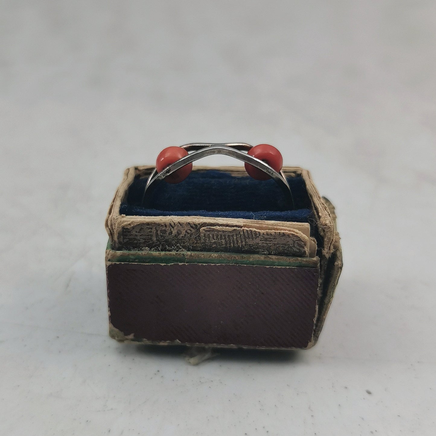 Mid-Century 800 Silver Polish Coral Rolling Ring