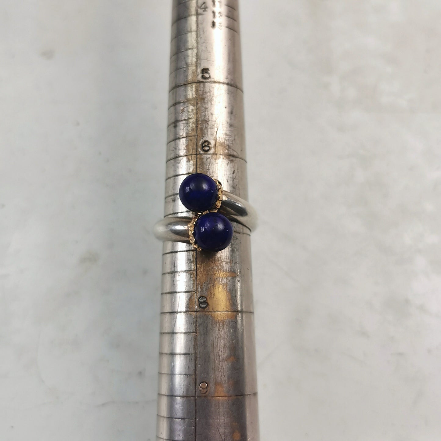 Vintage Tiffany & Co. Sterling Silver and 18k Lapis Lazuli Bypass Ring