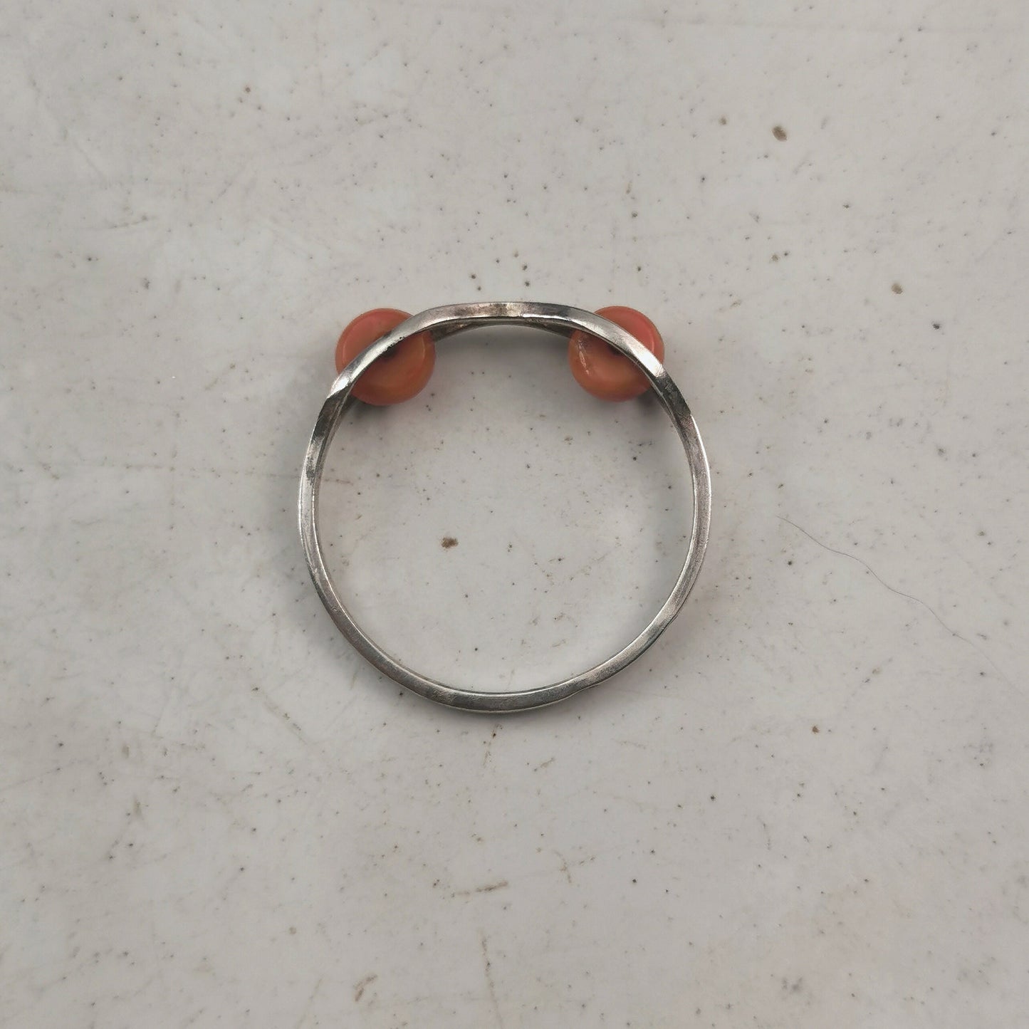 Mid-Century 800 Silver Polish Coral Rolling Ring