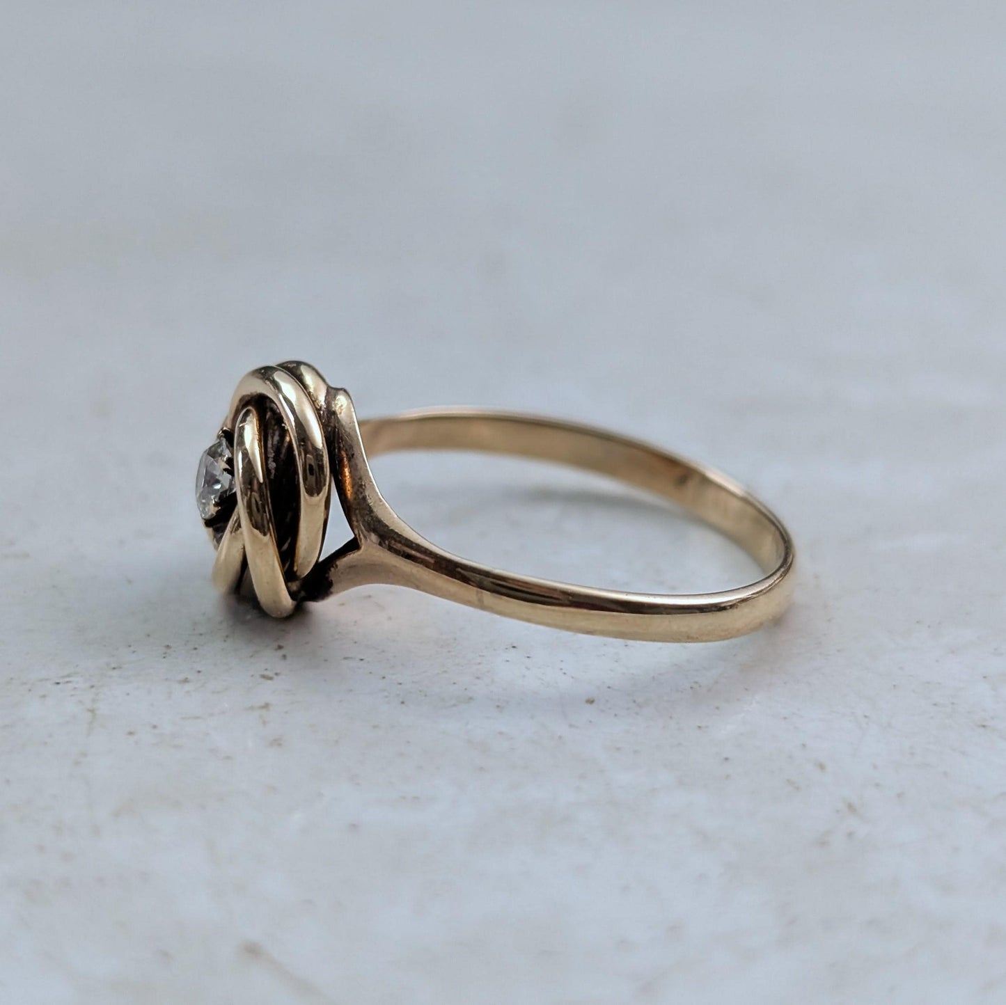 Victorian 10k 14k Old European Diamond Love Knot Ring