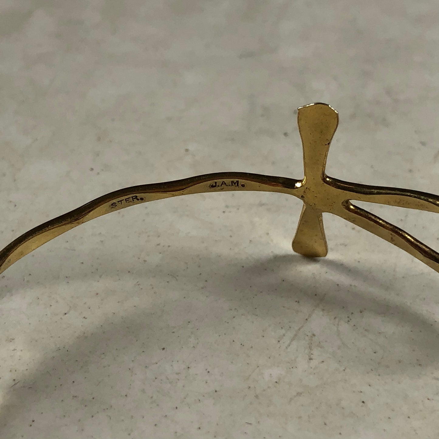 Vintage Sterling Silver Gold Vermeil Ankh Bangle Bracelet
