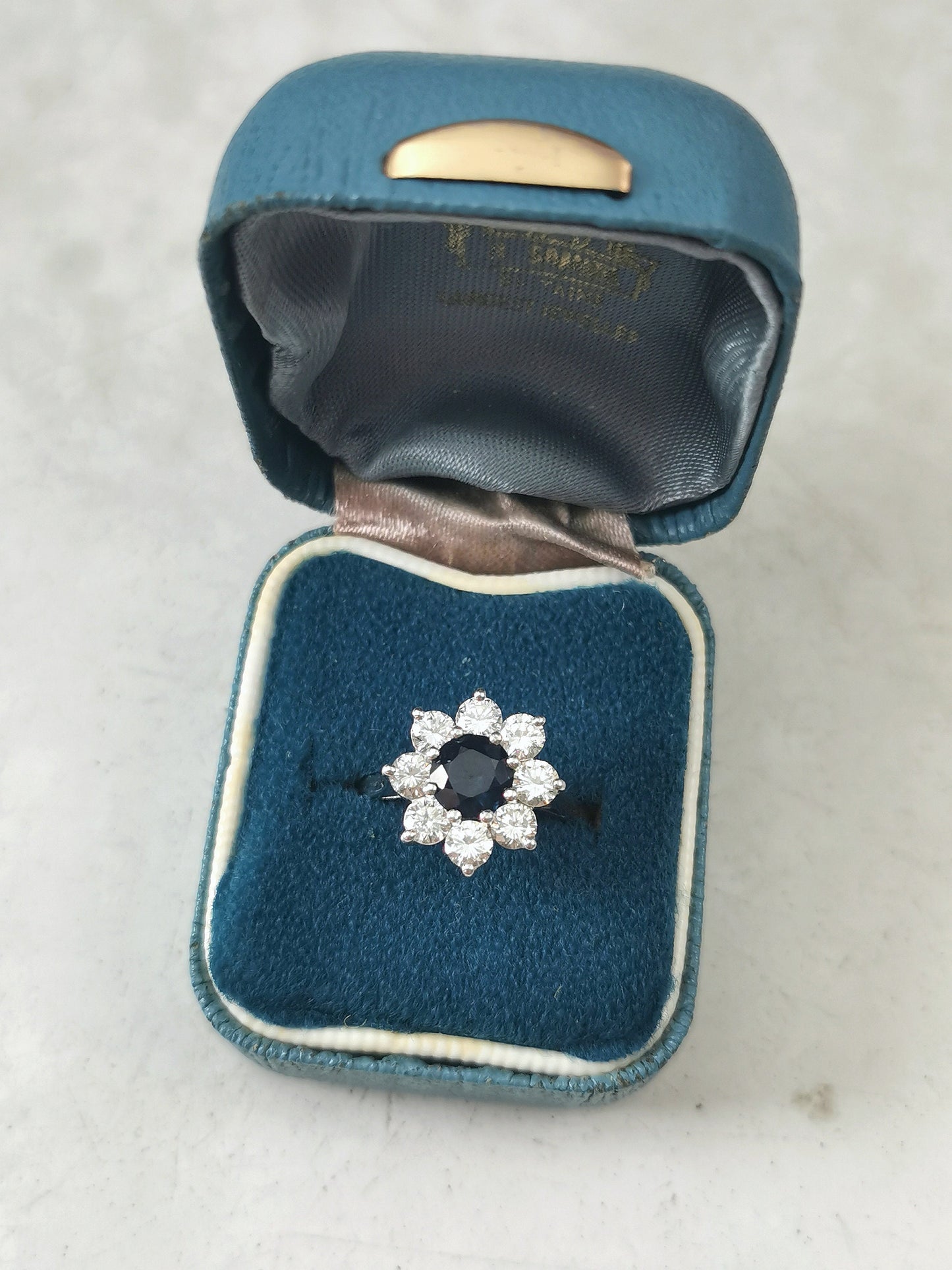 Vintage 1960's 18k White Gold Sapphire Cluster Ring