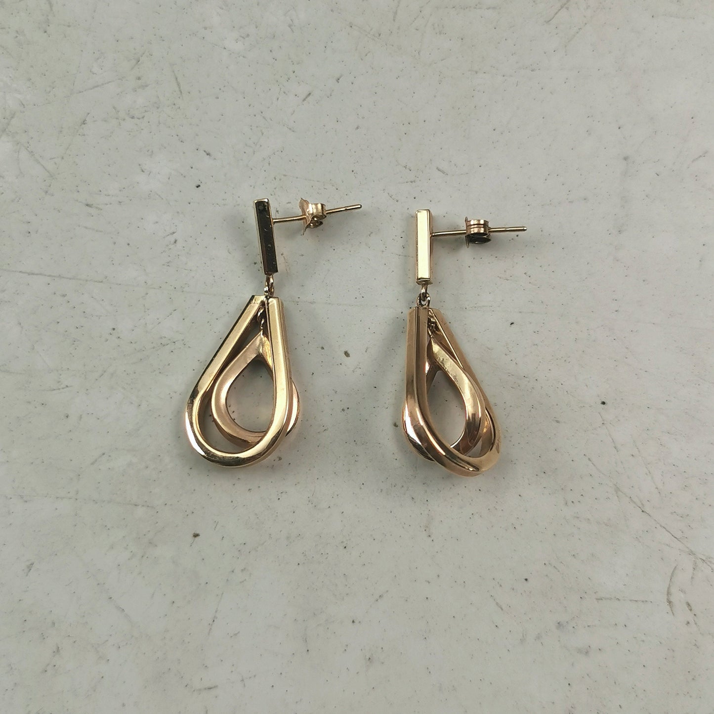 Estate 10k Yellow Gold Double Tear Drop Earrings