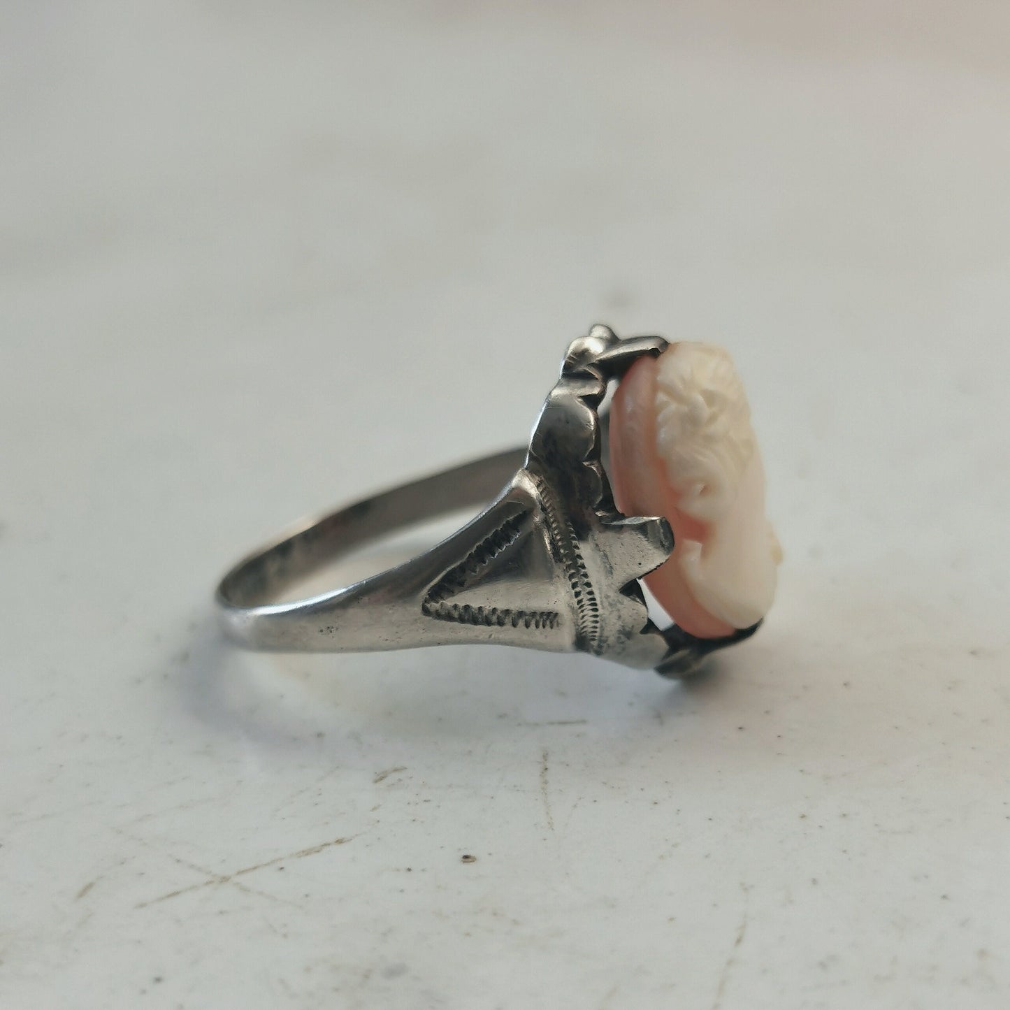 Vintage Sterling Silver Cameo Ring - Canadian Silver