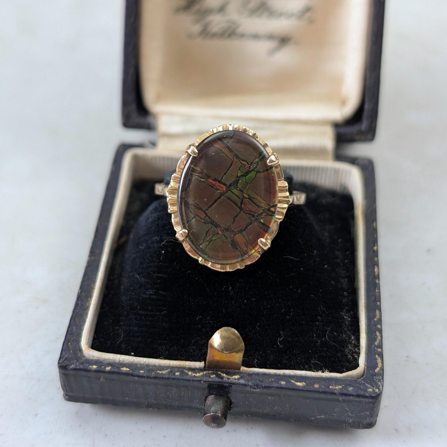 Vintage 10k Yellow Gold Ammolite Triplet Ring