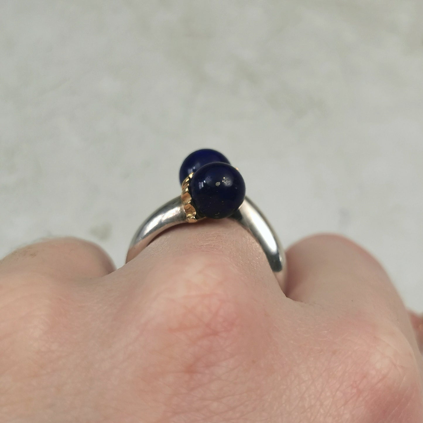Vintage Tiffany & Co. Sterling Silver and 18k Lapis Lazuli Bypass Ring