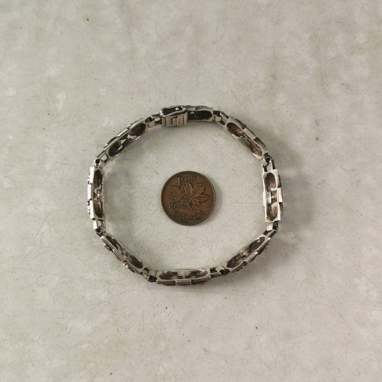 Art Deco Birks Sterling Silver and Marcasite Rose Bracelet