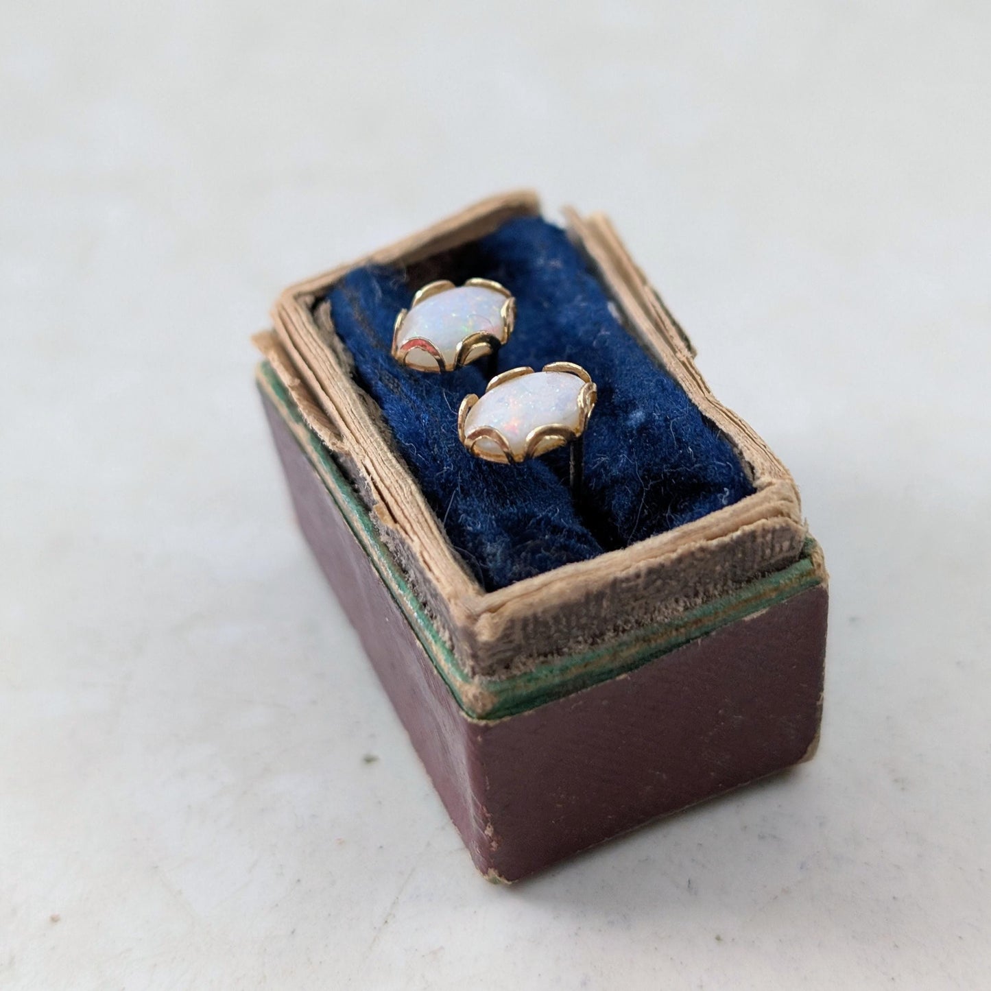 Vintage 10k Yellow Gold Small Genuine Opal Studs