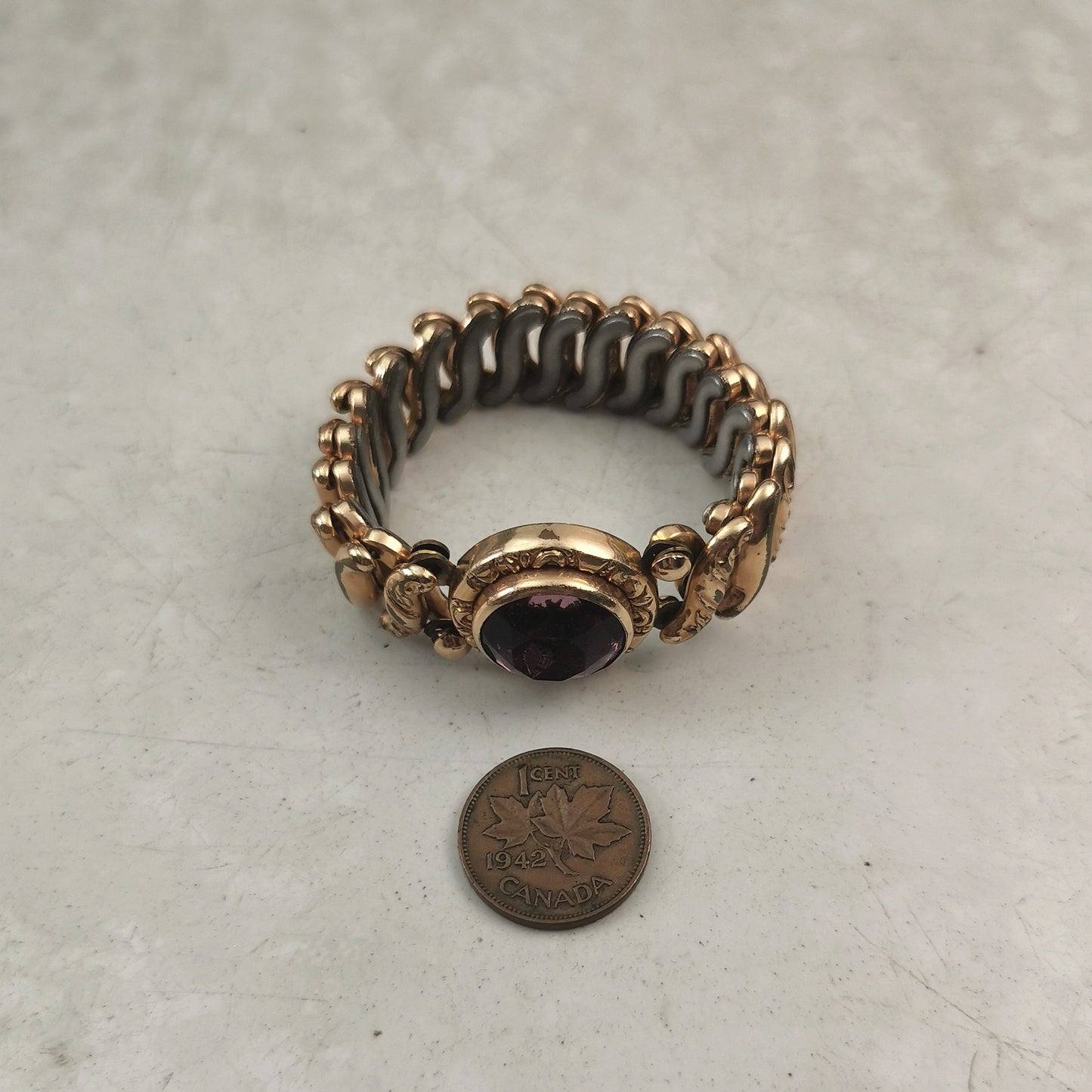 Antique Purple Paste Gold Filled Expansion Bracelet