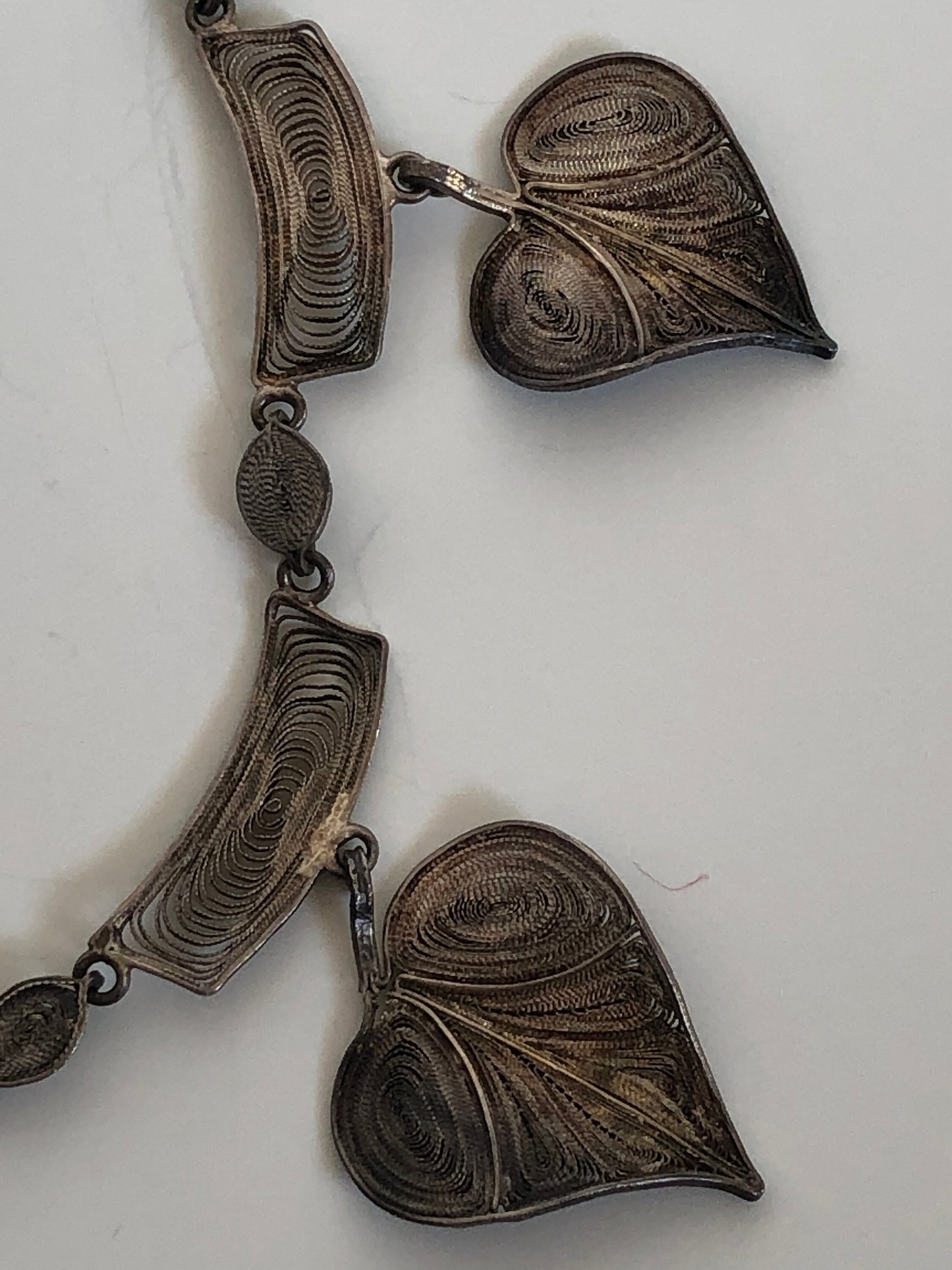 Vintage 800 Silver Filigree Leaf Collar Necklace