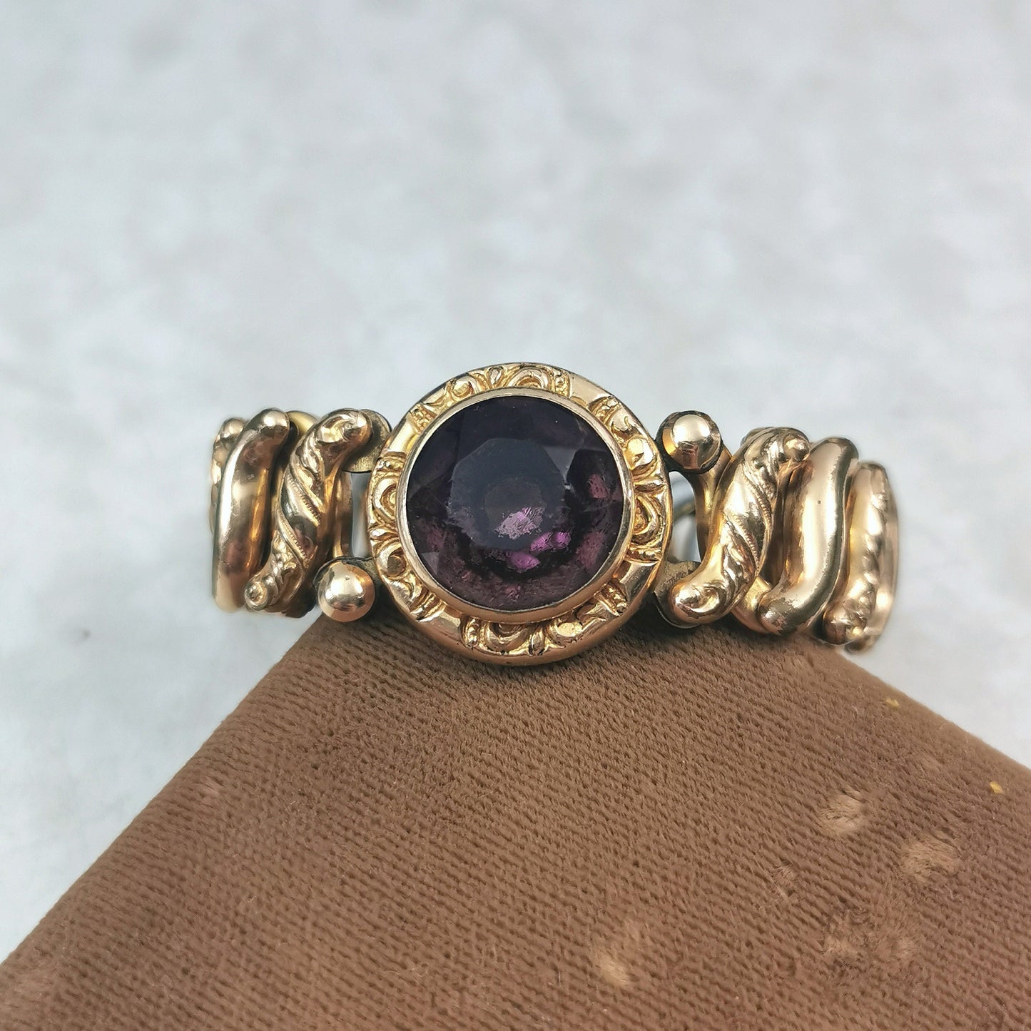 Antique Purple Paste Gold Filled Expansion Bracelet
