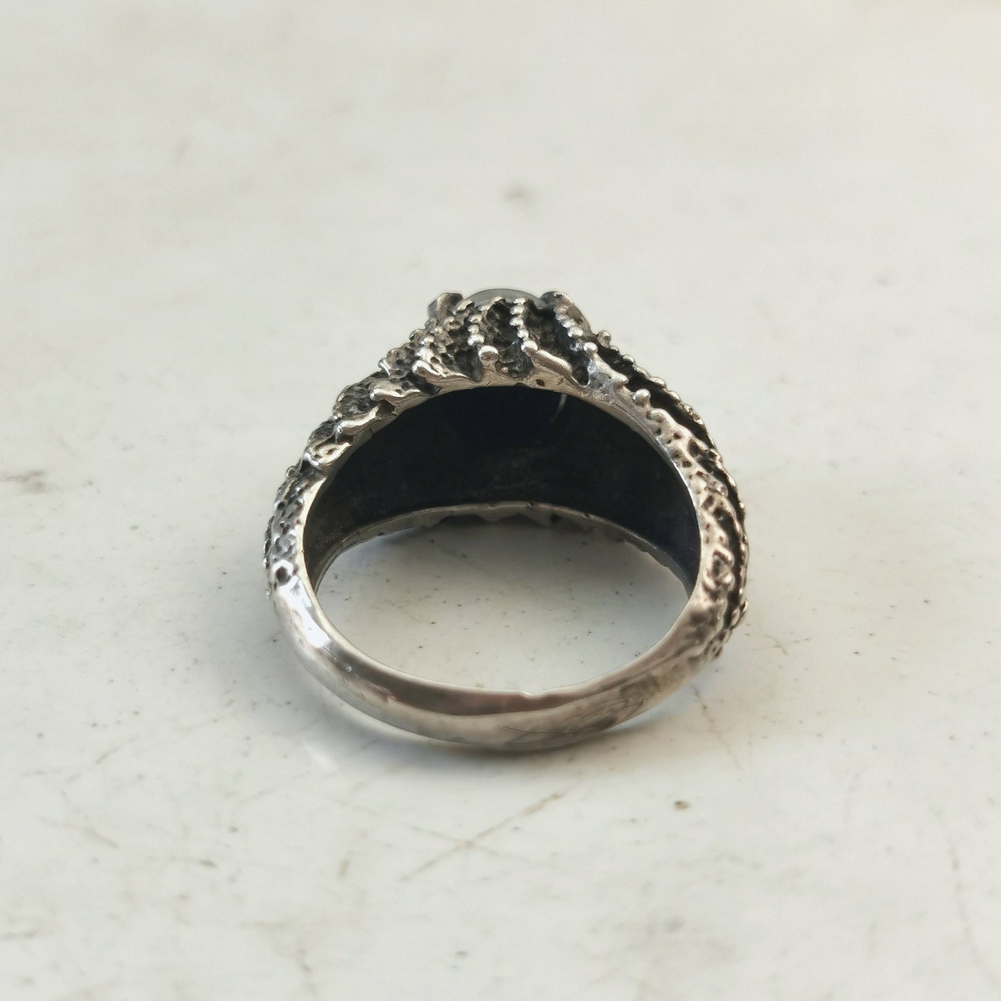 Vintage Mid-century Brutalist Opal Triplet Ring in Sterling Silver