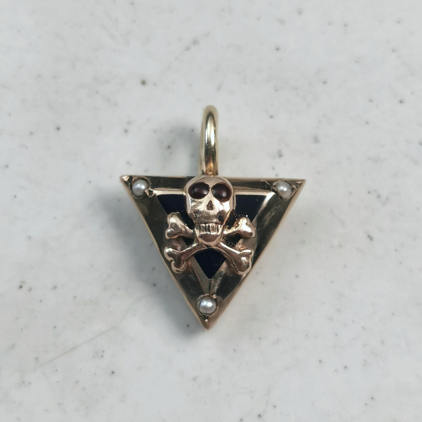 Repurposed Vintage 10k Yellow Gold Skull and Crossbones Pendant