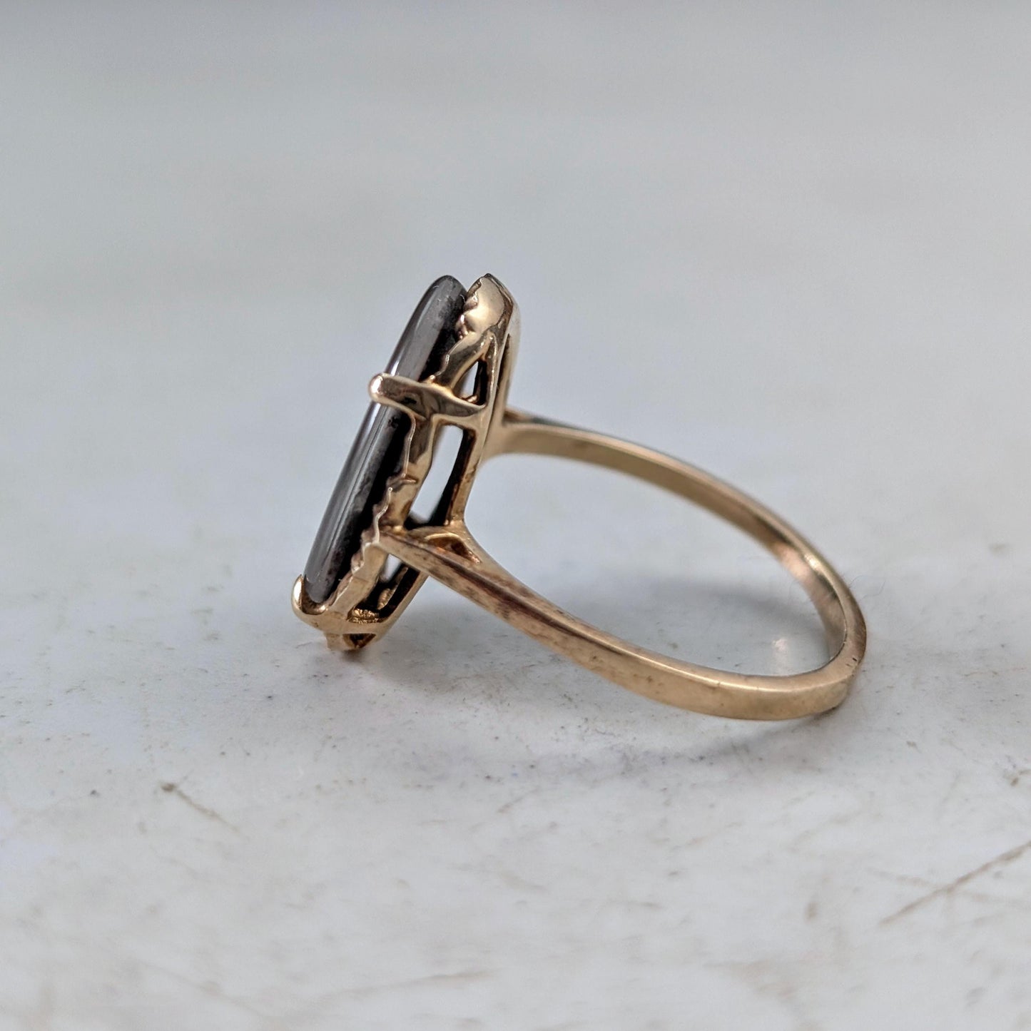 Vintage 10k Yellow Gold Ammolite Triplet Ring